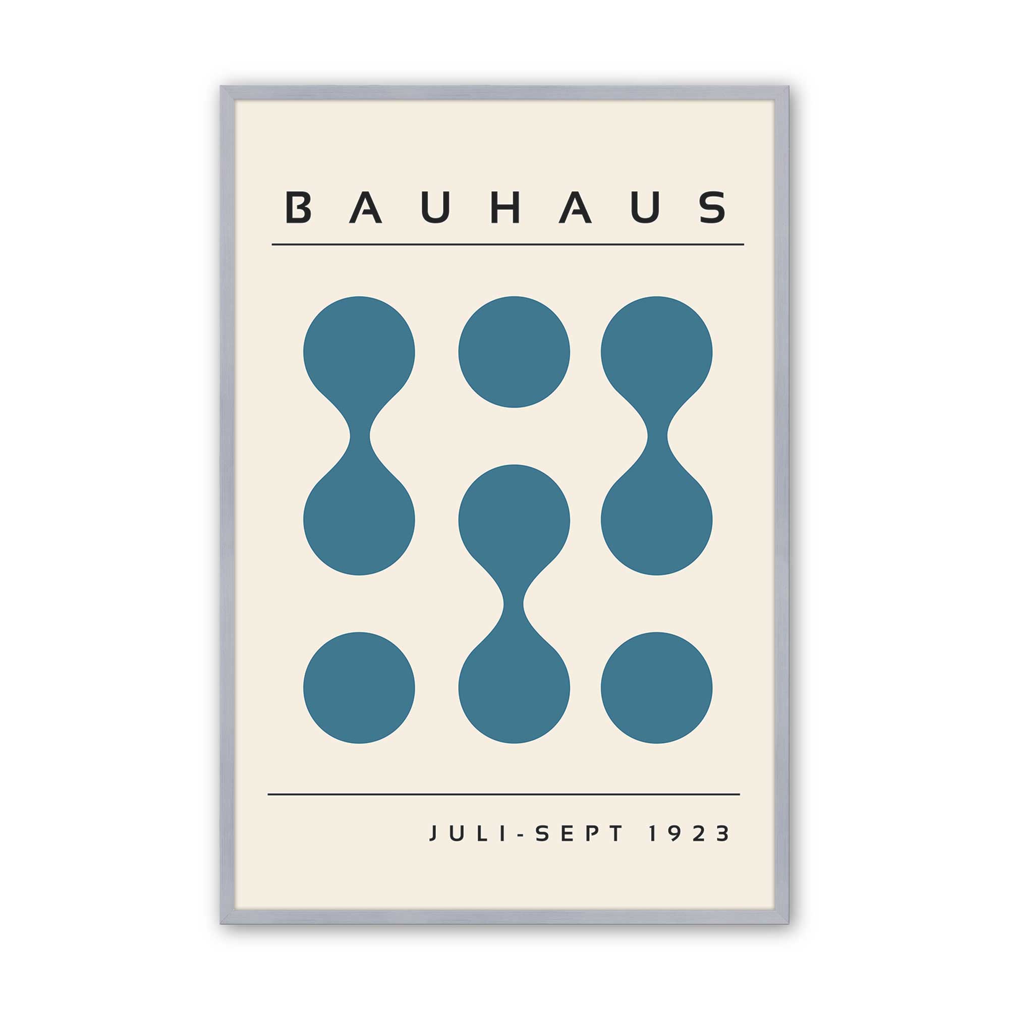 Curved Blue Bauhaus Flow Print - Modern Abstract Wall Art for Living Room, Bedroom & Office Decor