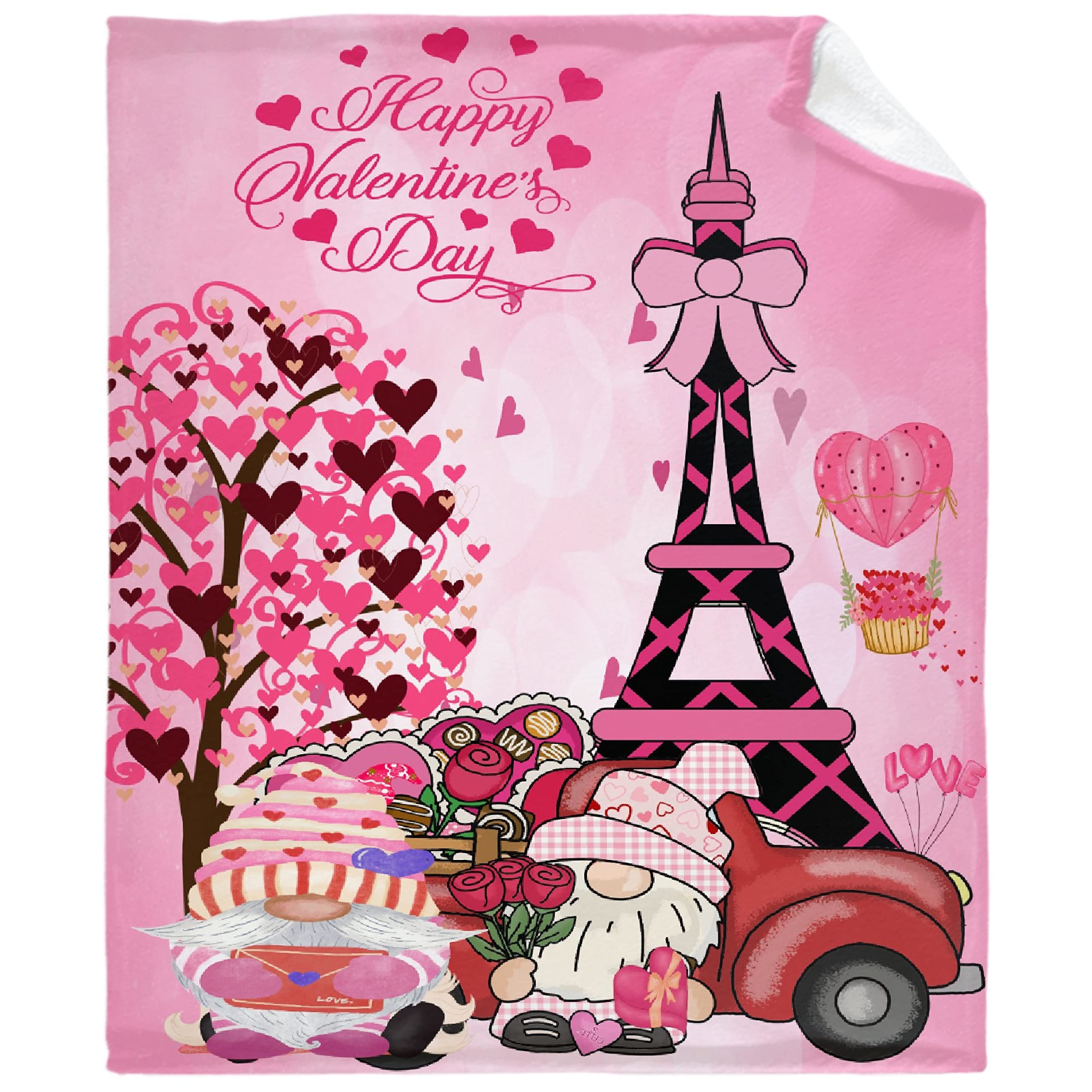 Valentine's Day Gifts for Her - Red Heart Flannel Throw Blanket 60