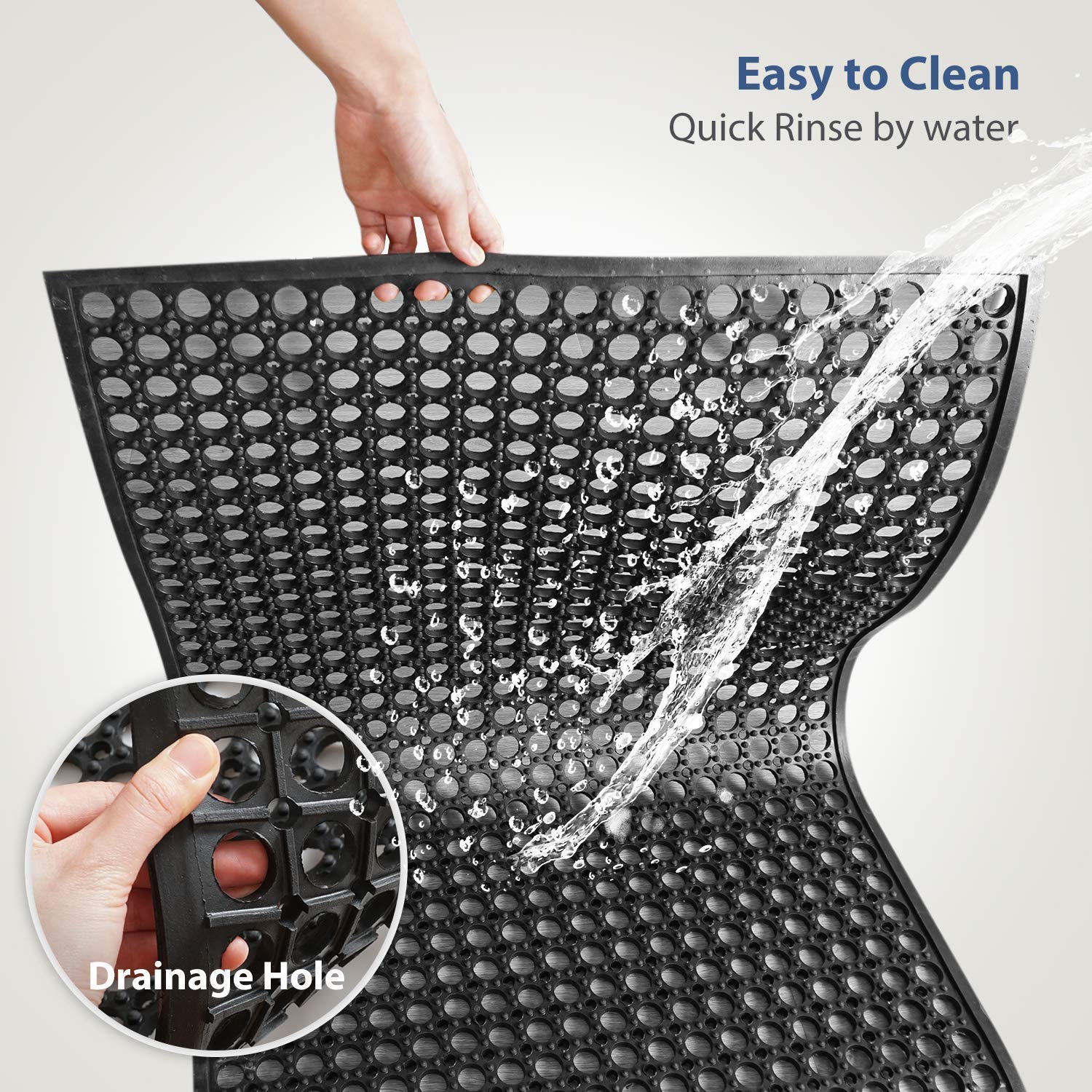 Anti-Fatigue Rubber Door Mat & Kitchen Floor Mat - Non-Slip Exercise Equipment Mat for Treadmills, Home Gym & Workout Areas - Perfect for High-Traffic Entryways, Kitchens & Fitness Spaces
