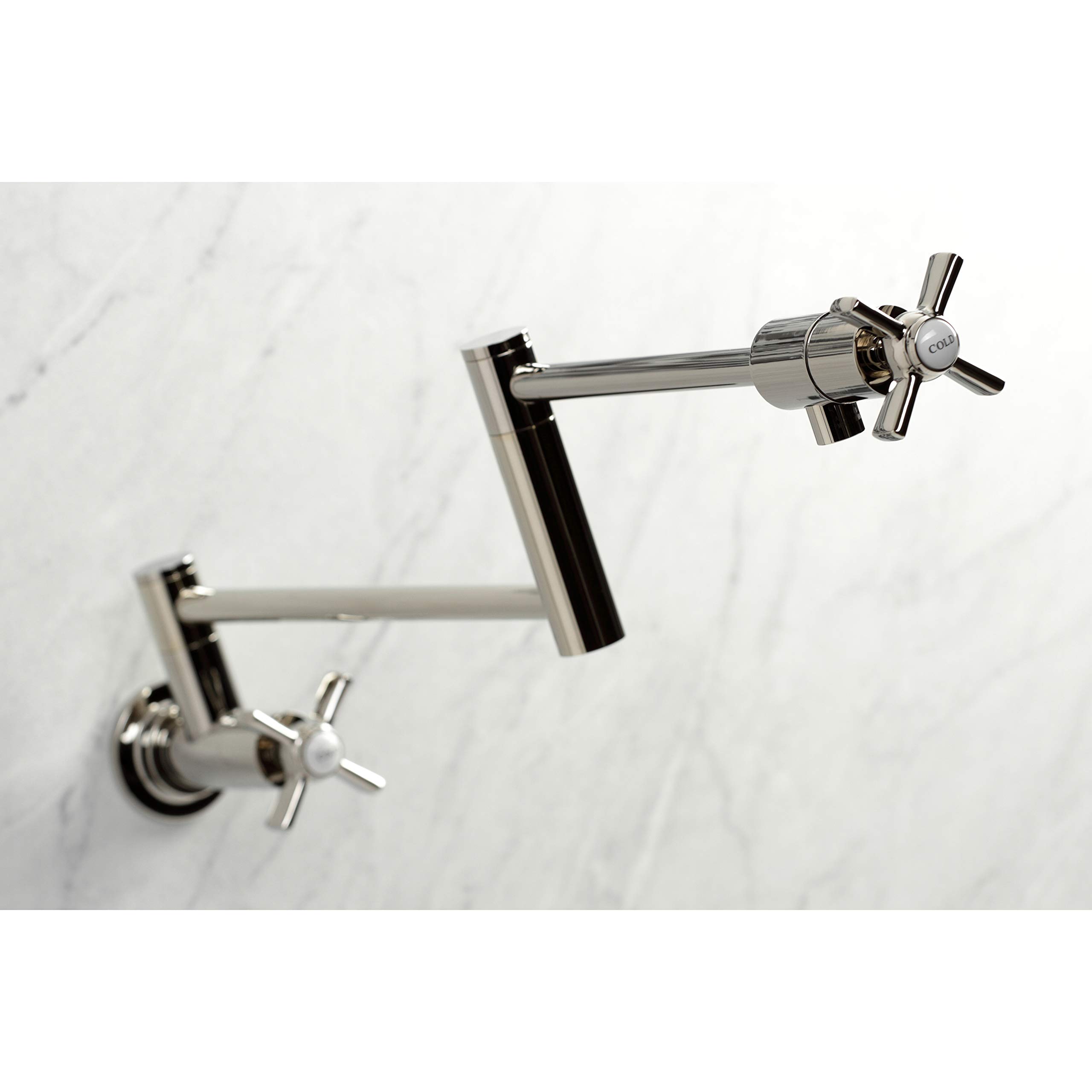 Kingston Brass KS4106ZX Millennium Wall Mount Pot Filler Faucet - Polished Nickel Finish - Ideal for Kitchen Sink, Stove & Cooking Area