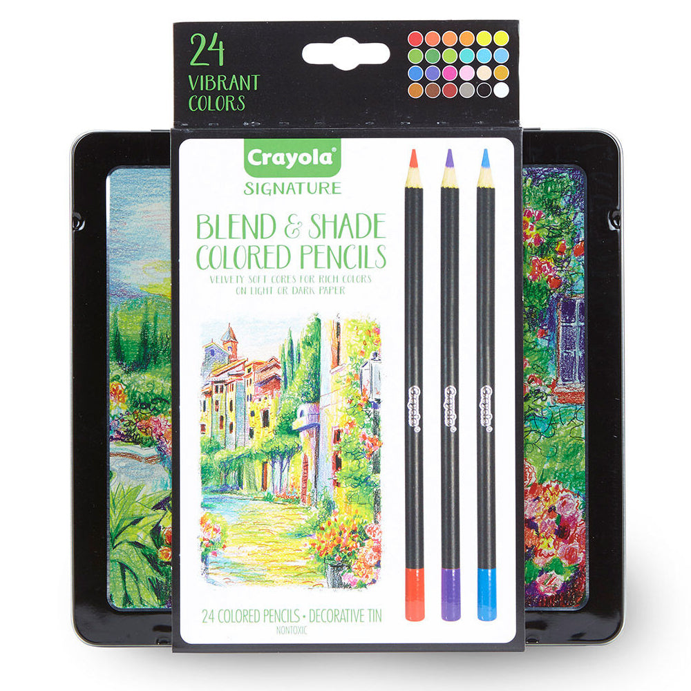 24-Piece Crayola Signature Blend & Shade Colored Pencils Set - Premium Artist & Student Drawing Supplies for Sketching, Coloring & Blending Techniques - Perfect for Art Projects, School & Professional Use