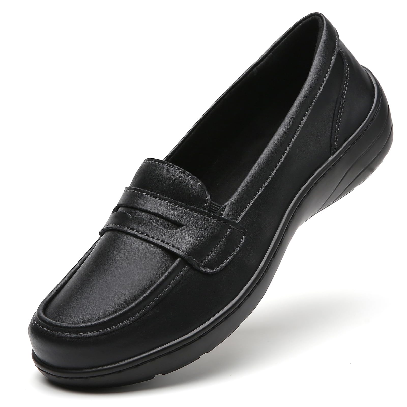 QAE Women's Leather Loafers - Orthopedic Comfort Slip-On Casual Shoes for Walking, Work & Dress | Perfect for Office, Travel & Everyday Wear