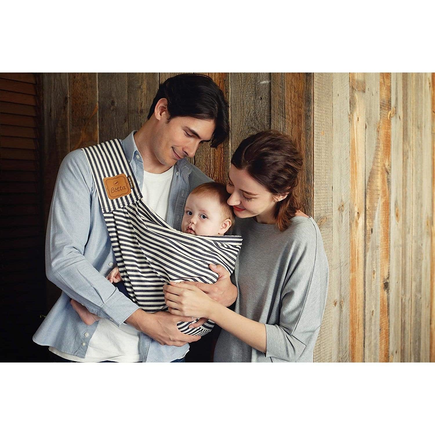 Betta Baby Carrier - Premium Infant Sling for Newborns to Toddlers, London Stripes Navy Design - Perfect for Hands-Free Parenting, Shopping & Outdoor Adventures