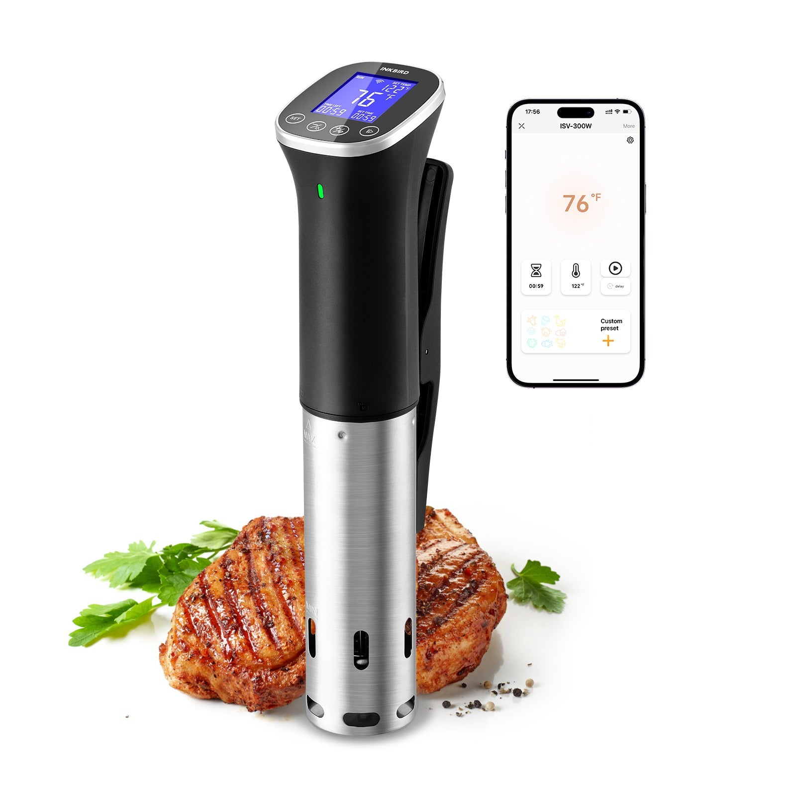 ISV 300W WiFi Sous Vide Cooker - Precision Temperature Control for Perfect Steaks, Chicken & Seafood | Smart Cooking App Control | Ideal for Home Chefs & Meal Prep