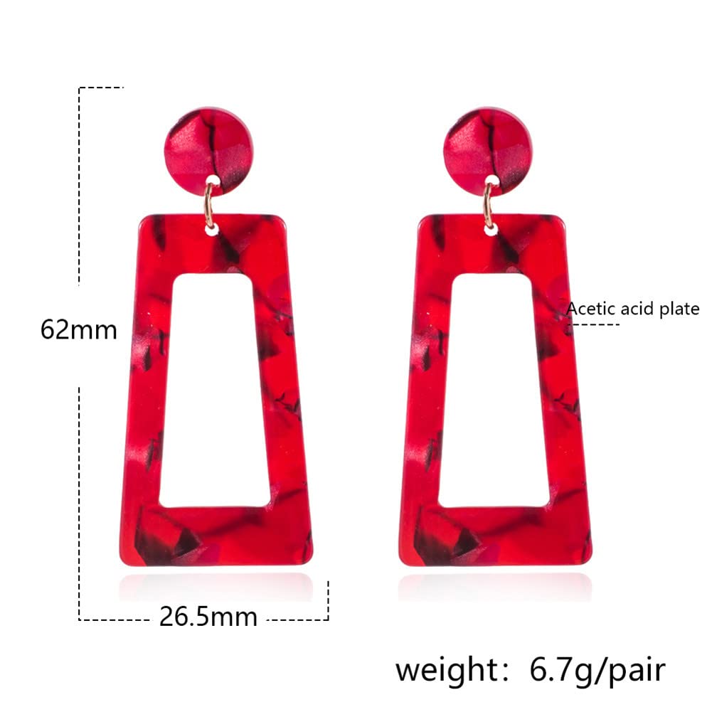 Geometric Acrylic Square Dangle Drop Earrings for Women - Colorful Resin Rectangle & Circle Statement Jewelry - Perfect for Parties, Weddings & Everyday Wear