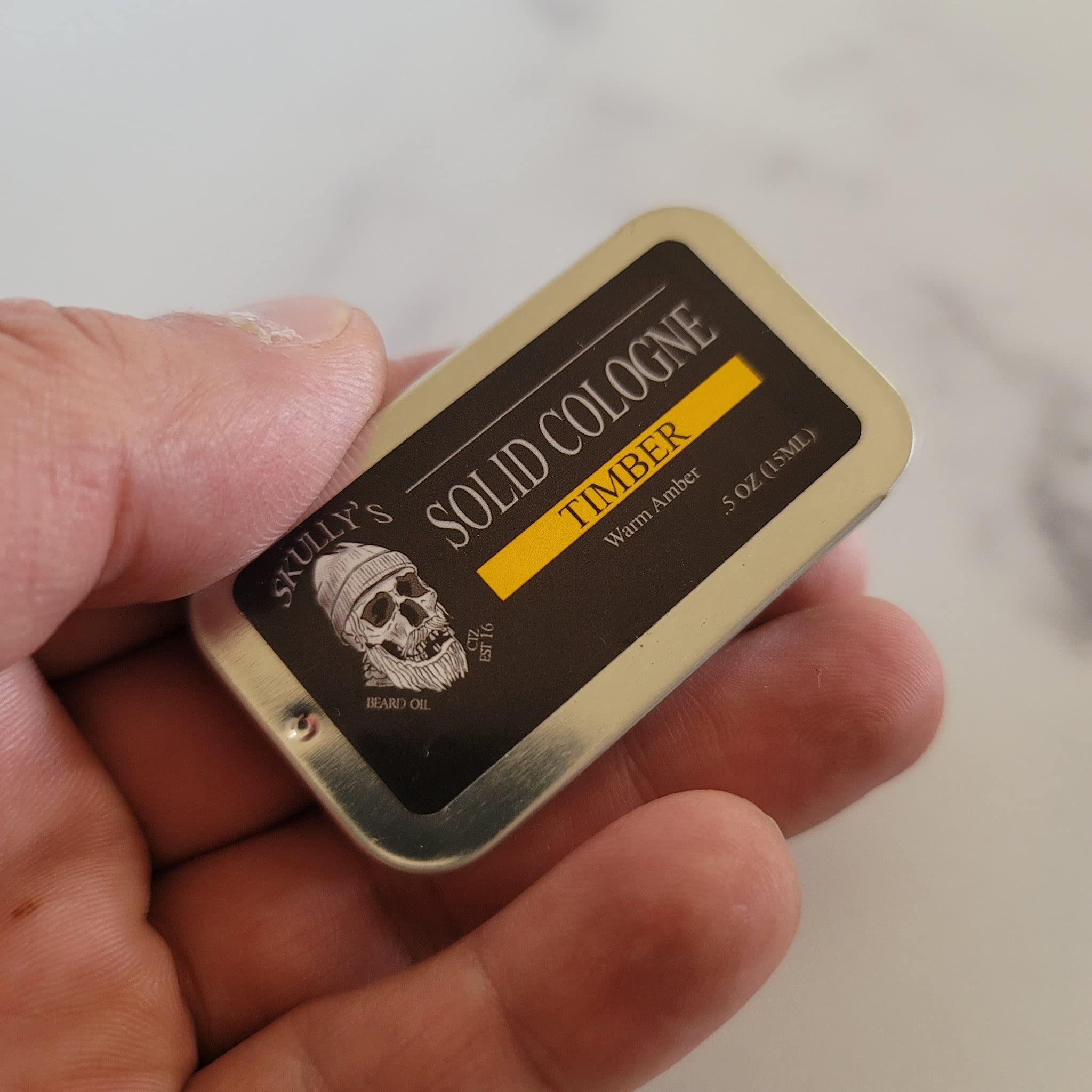 Skullys Beard Oil & Solid Cologne Balm for Men - Warm Amber Fragrance (0.5 oz) | Concentrated Cologne for Beard Care & Grooming | Perfect for Daily Use, Date Nights & Special Occasions