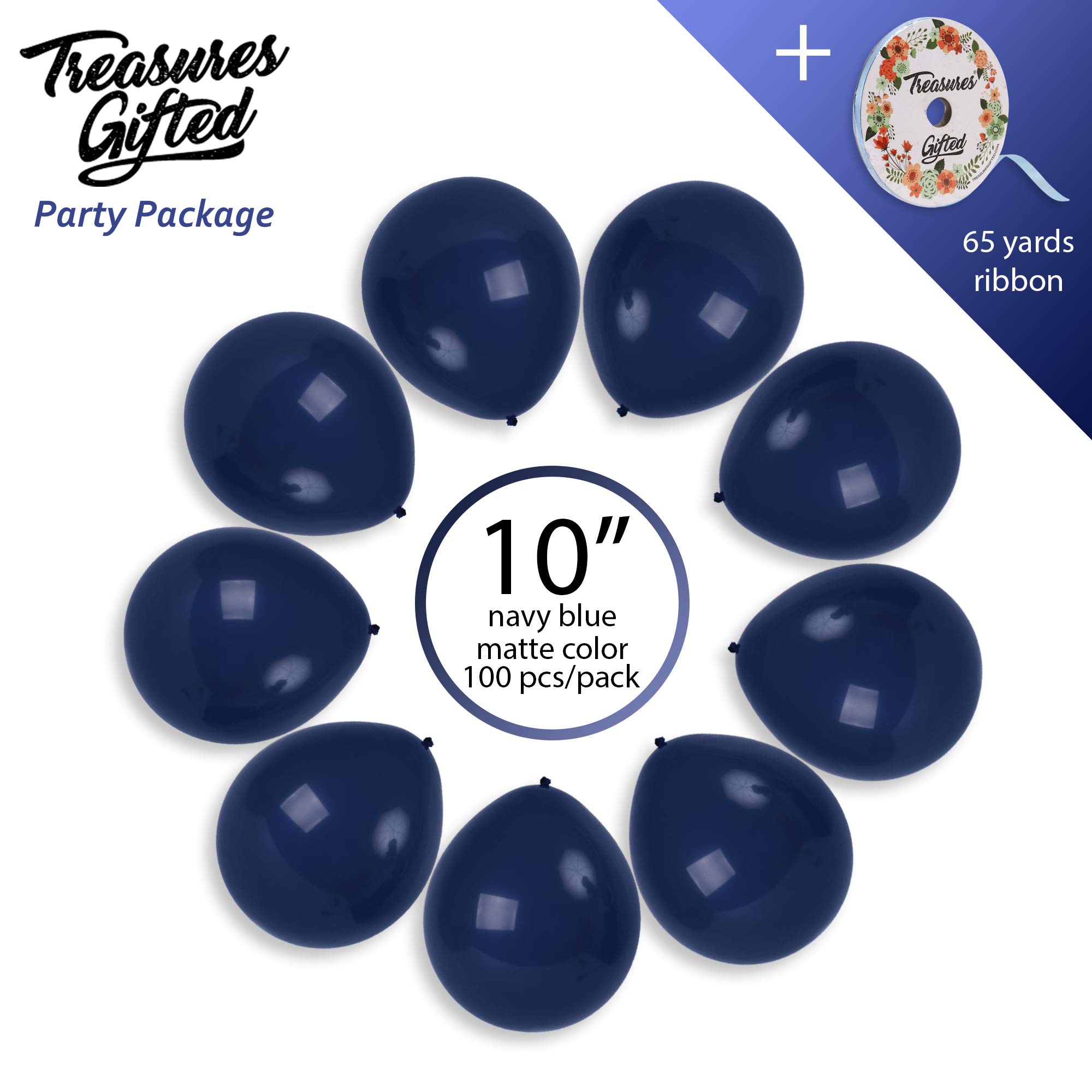 10 Inch Matte Navy Blue Latex Balloons - 100 Pack for Helium or Air - Dark Blue & Midnight Blue Balloons - Perfect for Graduation Decor, Wedding Decorations, Birthday Parties & Baby Showers