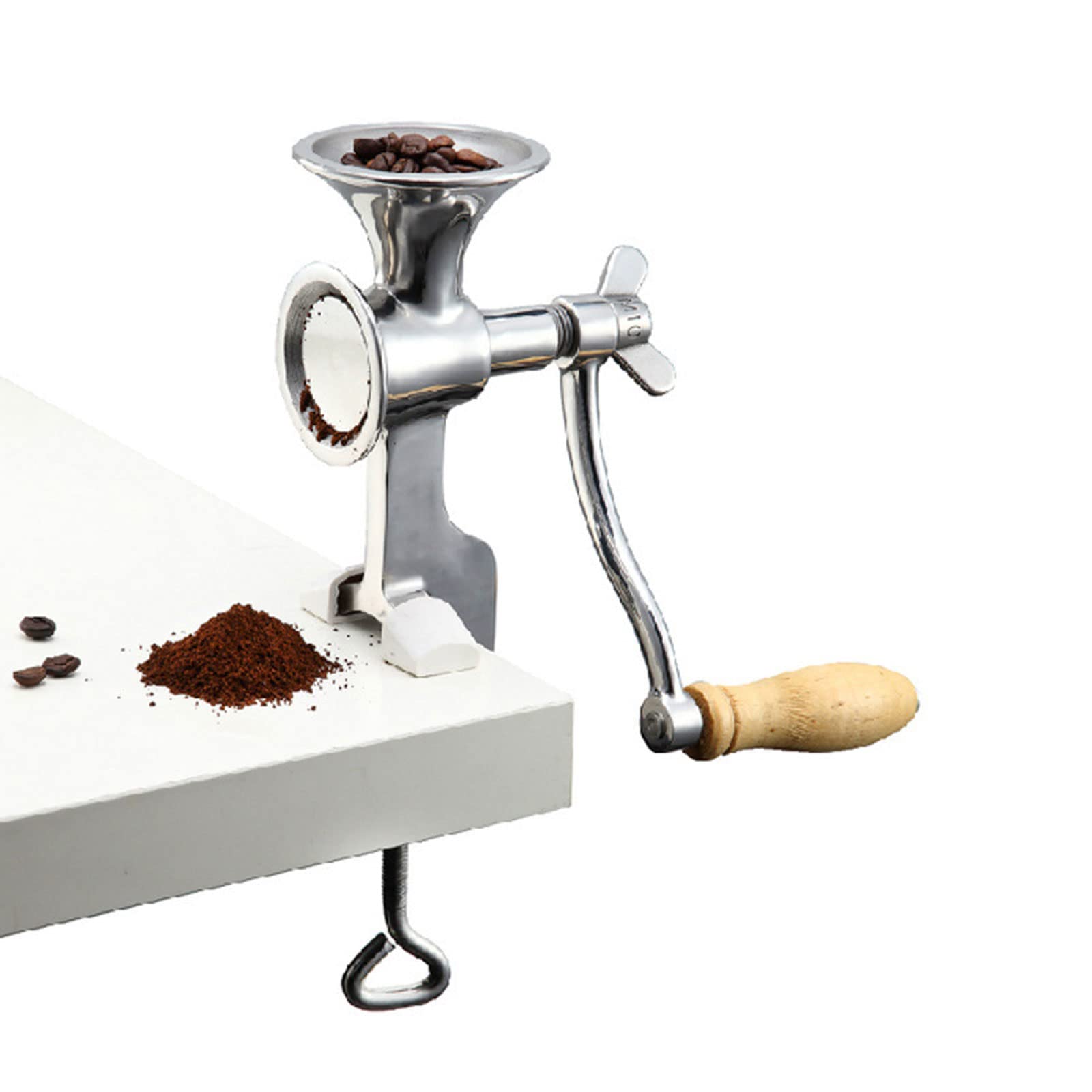 Premium Stainless Steel Hand Crank Coffee Grinder - Manual Burr Mill for Espresso, French Press & Pour Over - Portable Desktop Spice & Grain Grinder for Coffee Beans, Peppercorns, Sesame Seeds & More - Perfect for Home, Office & Travel Use
