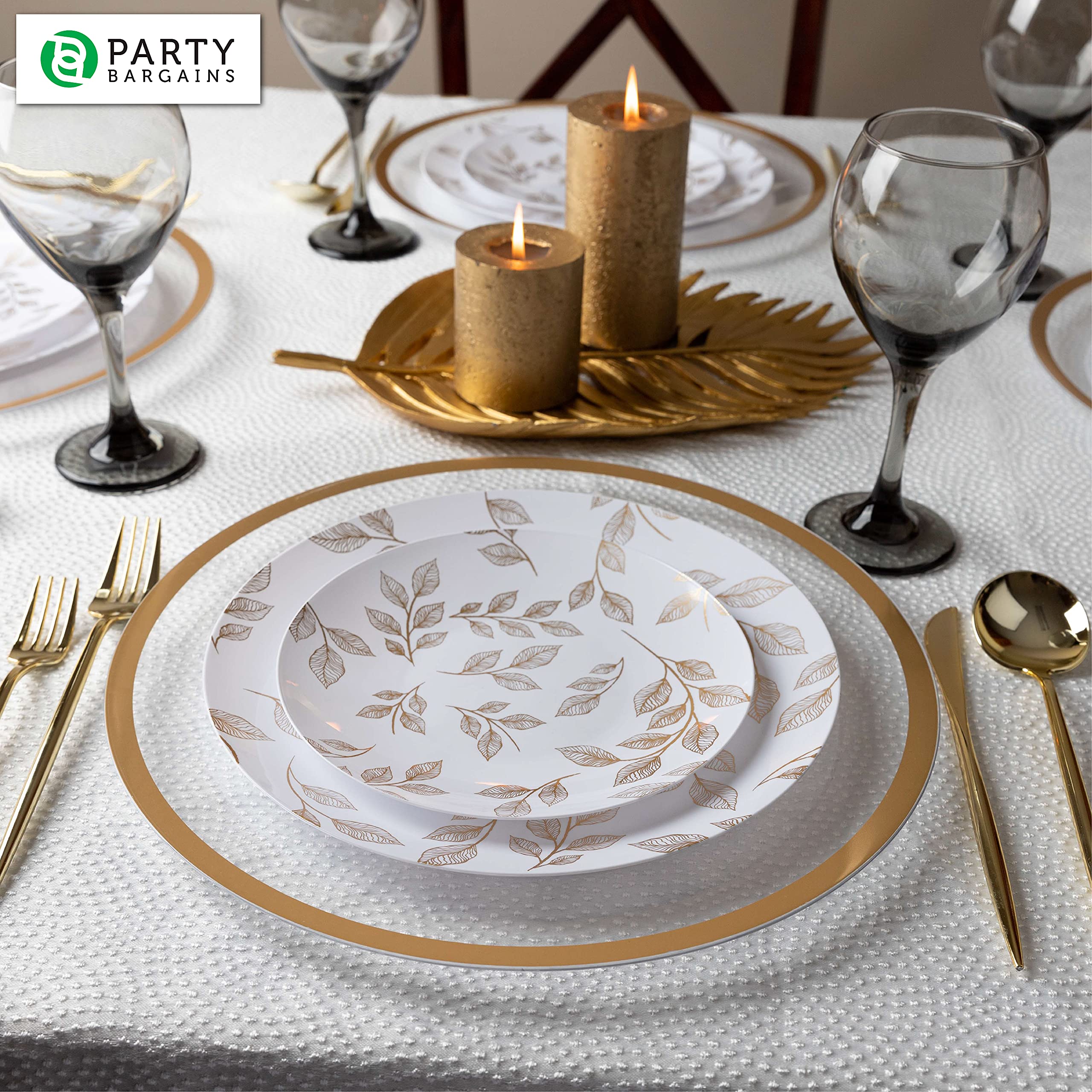 13-Inch Clear Gold Rim Disposable Charger Plates - 96 Pack Heavy-Duty Elegant Dining Plates for Weddings, Parties & Formal Events - Perfect for Buffets, Banquets & Upscale Catering