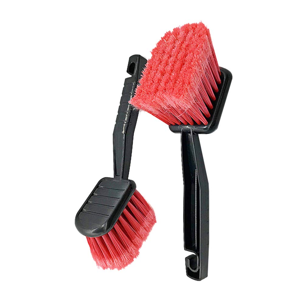 Garneck 2-Pack Car Wheel Cleaning Brushes with Red Head - Heavy Duty Detailing Brush for Car Wheels, Tires, Rims & Interior Accessories - Perfect for Car Wash, Auto Detailing & Dust Removal