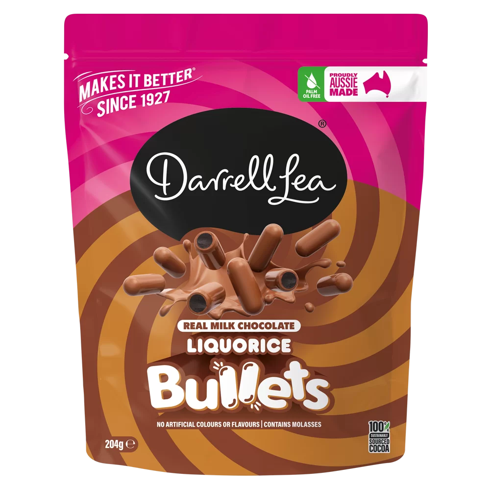 Darrell Lea Milk Chocolate Bullets 1.1lb Bag - Premium Australian Soft Candy for Gifts, Parties & Movie Nights - Delicious Chocolate Coated Treats