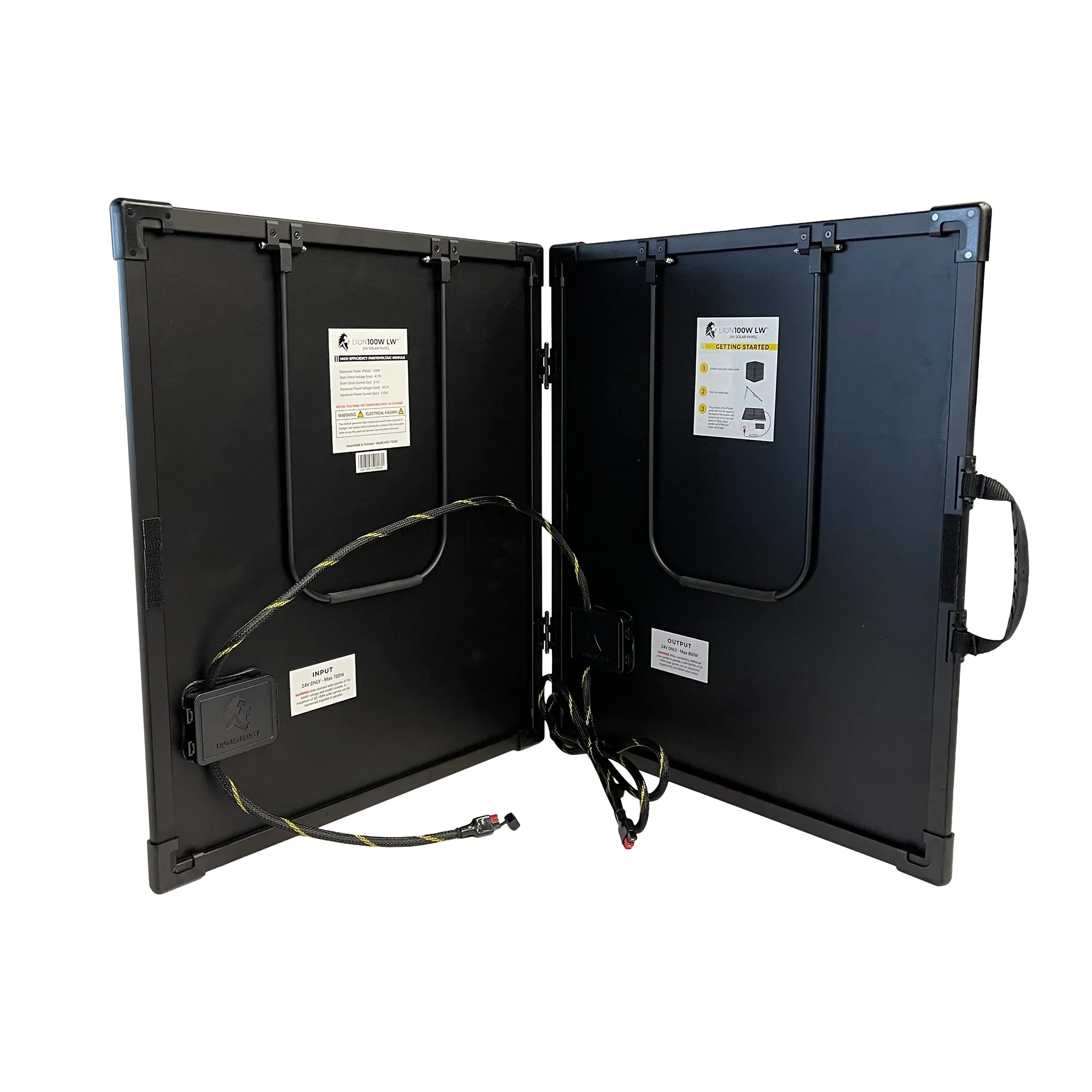 100W 24V Solar Panel by Lion Energy - High Efficiency Monocrystalline Solar Panel for RV, Boat, Off-Grid Power & Emergency Backup