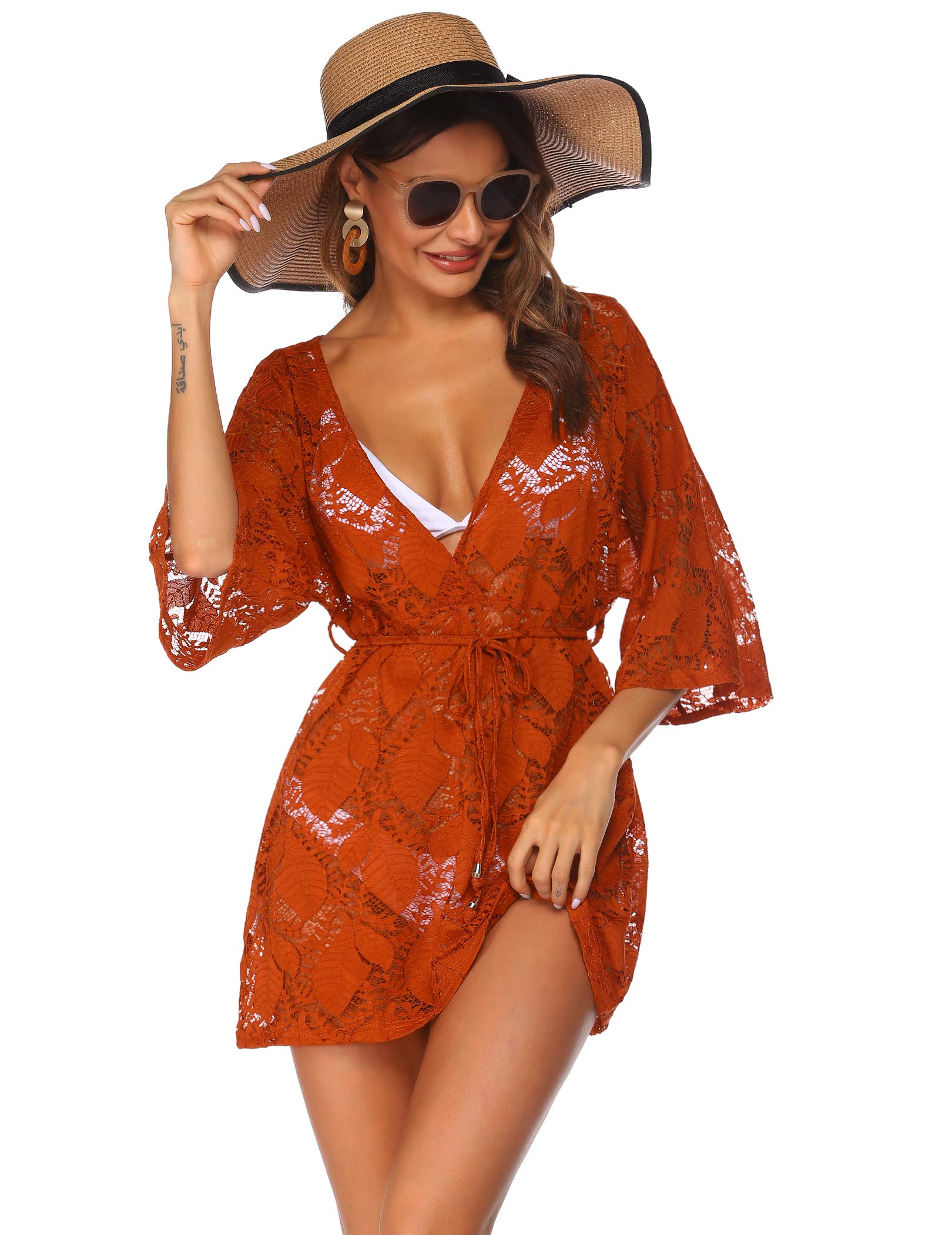 Hotouch Women's Lace Bikini Cover Up - Sheer Beachwear Swimsuit Coverup for Pool, Beach & Vacation | Lightweight Summer Swim Dress for Women