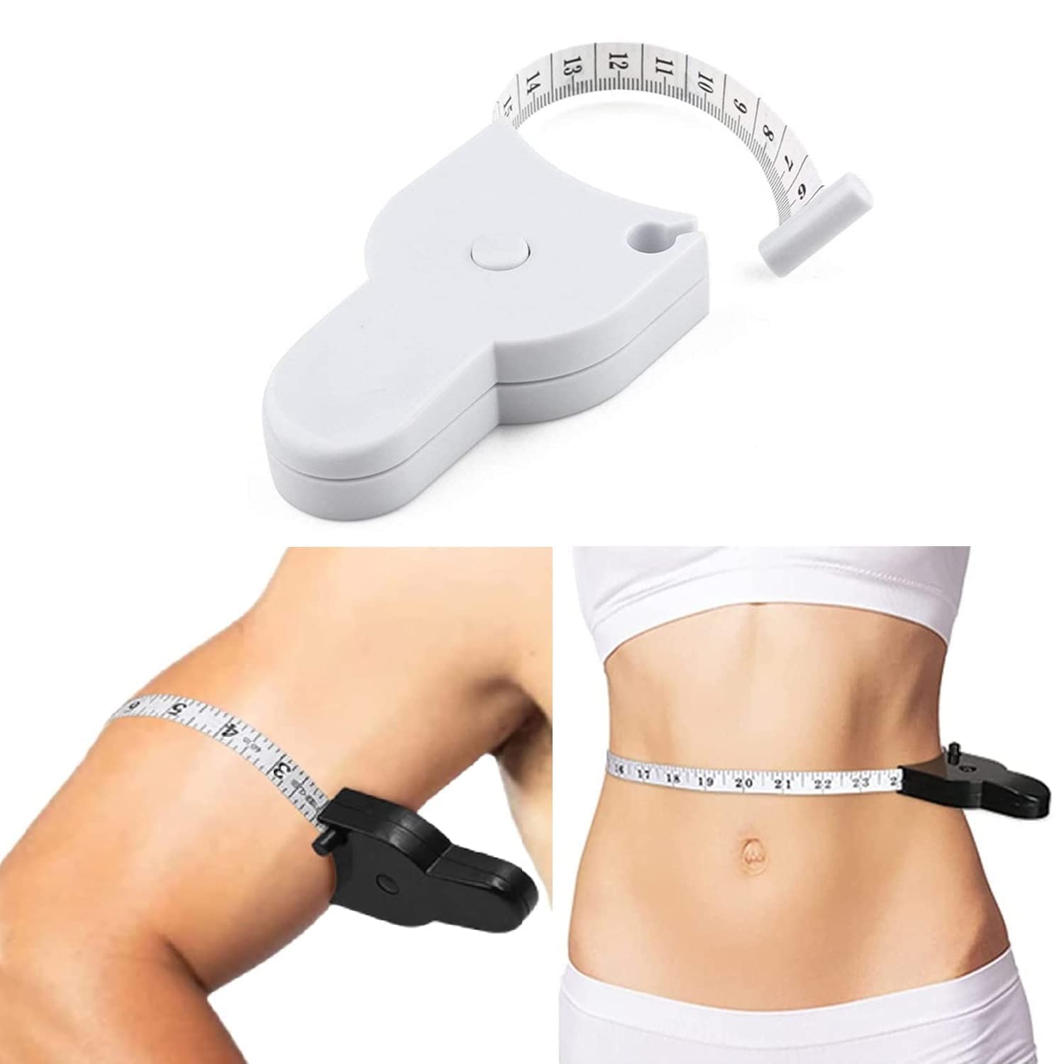 VAGHASIYA Retractable Body Measuring Tape - 150cm / 60 Inch Soft Sewing Tailor Tape with Lock Pin & Push Button for Body Fat Measurement, Weight Loss, Fitness Tracking & Clothing Alterations | Perfect for Home Gym, Sewing Projects & Health Monitoring
