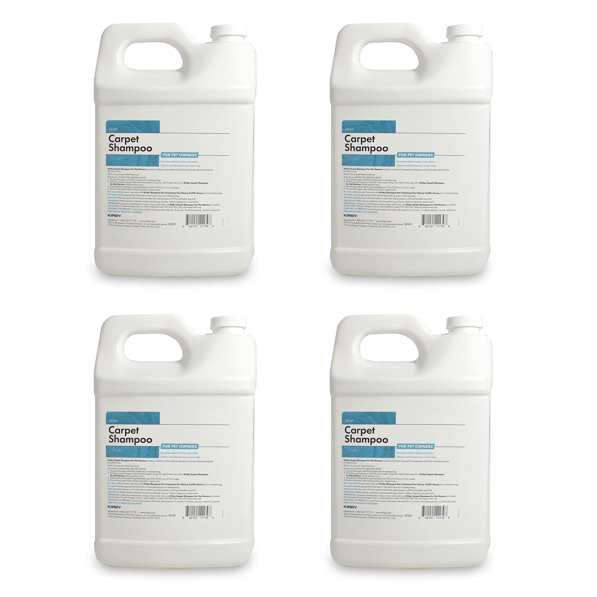 Kirby 237507 Carpet Cleaner Solution (4-Pack) – 512 fl oz Deep Cleaning Formula for Kirby Systems | Stain & Odor Remover | Machine-Compatible | Perfect for Pet Stains, High-Traffic Areas & Deep Carpet Cleaning