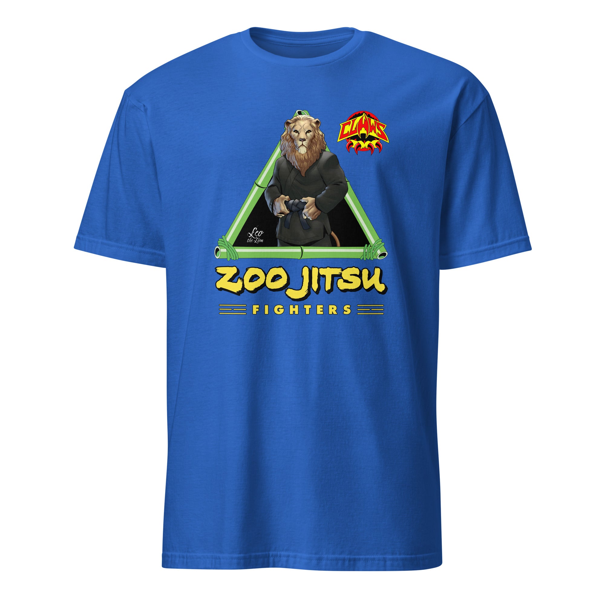 Zoo Jitsu Fighters Leo the Lion Graphic T-Shirt - Unisex Short Sleeve Cotton Tee for Martial Arts Fans & Anime Lovers - Perfect for Cosplay, Gym Workouts & Casual Wear