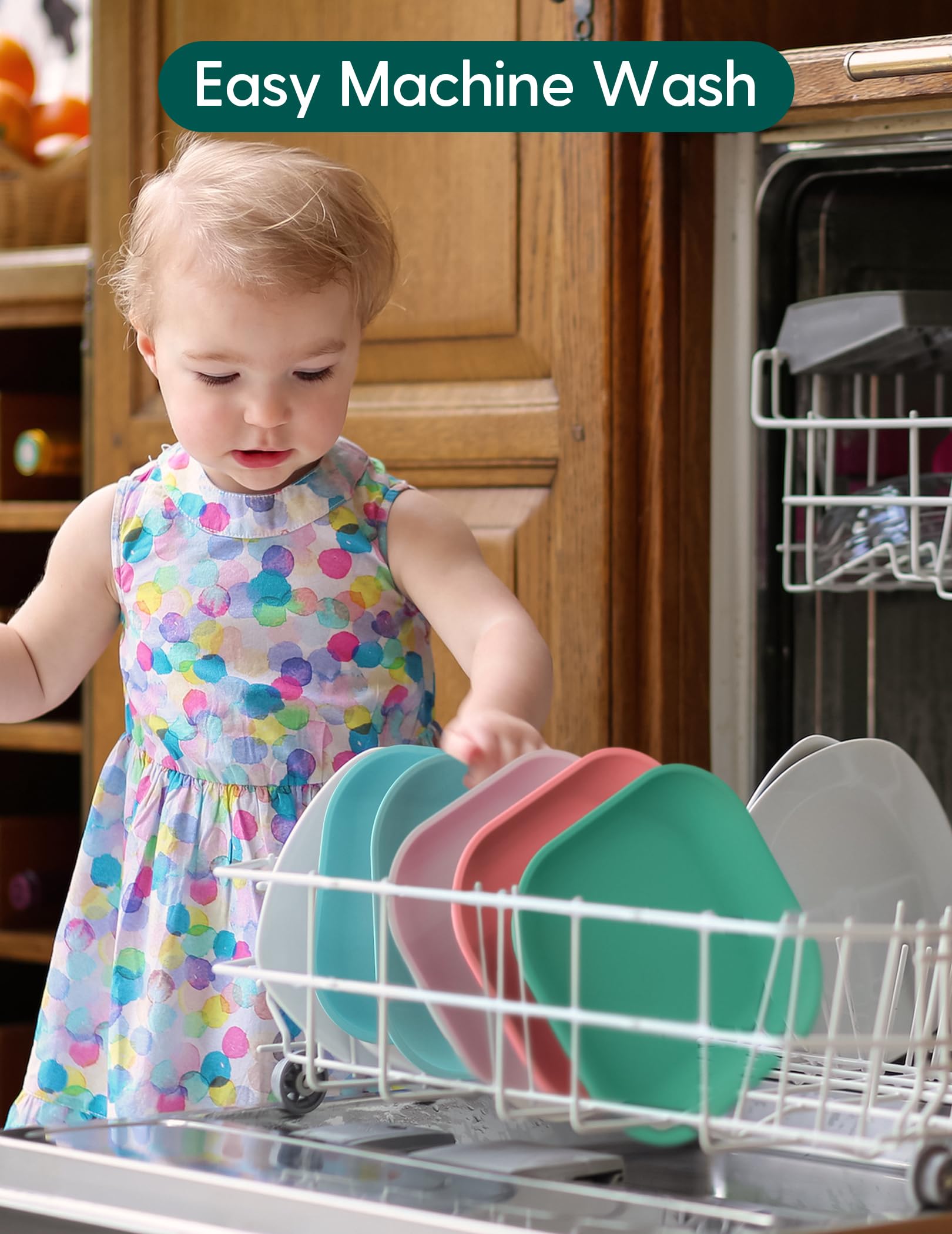 BPA Free Silicone Toddler Plates - 2 Pack Undivided Baby Self Feeding Utensils | Microwave, Oven & Dishwasher Safe | Non-Slip Design for High Chairs | Perfect for Daycare, Home & Travel (Sea Blue)