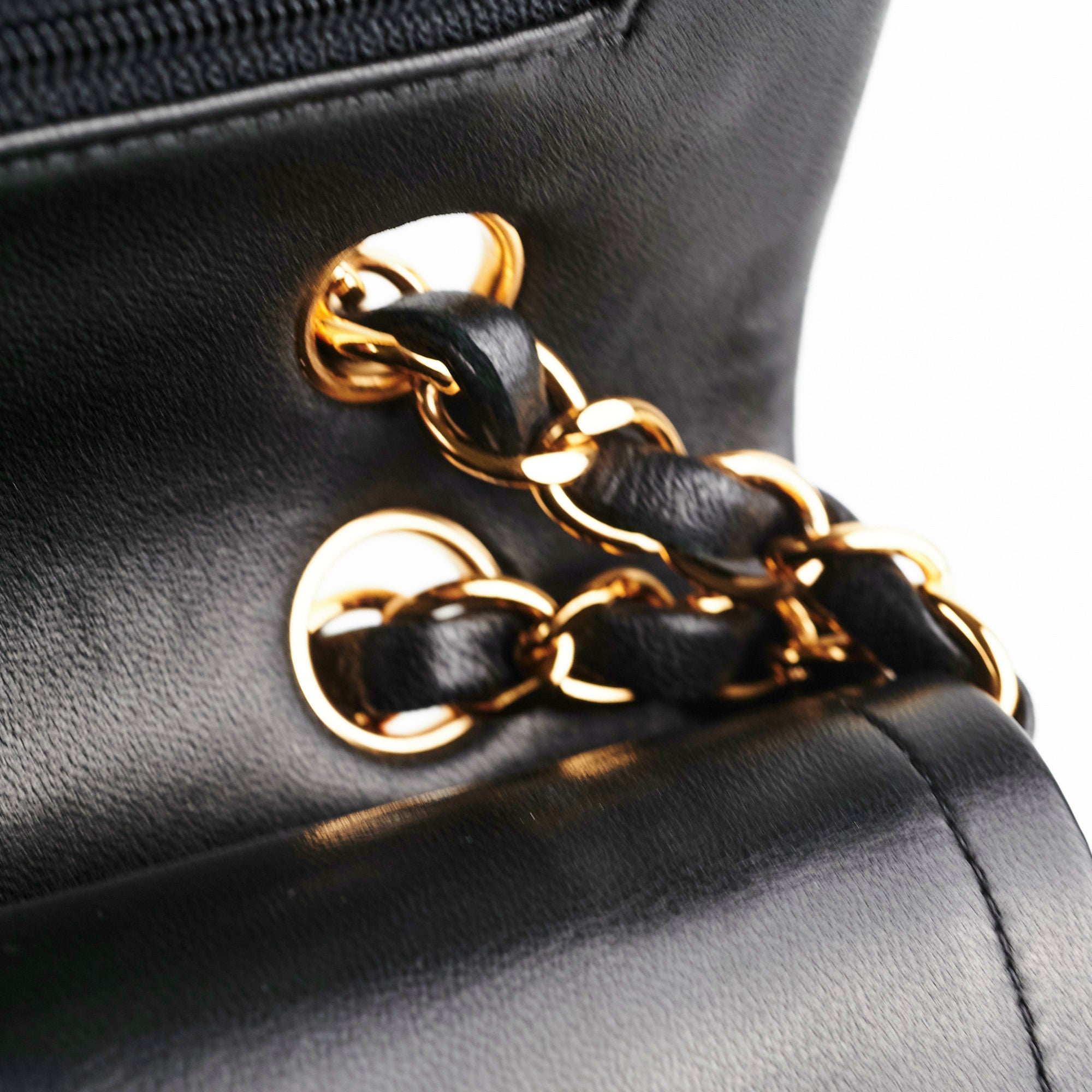Chanel Medium/Large Classic Double Flap Lambskin Black Handbag - Luxury Designer Shoulder Bag for Women | Perfect for Work, Evening Events & Special Occasions