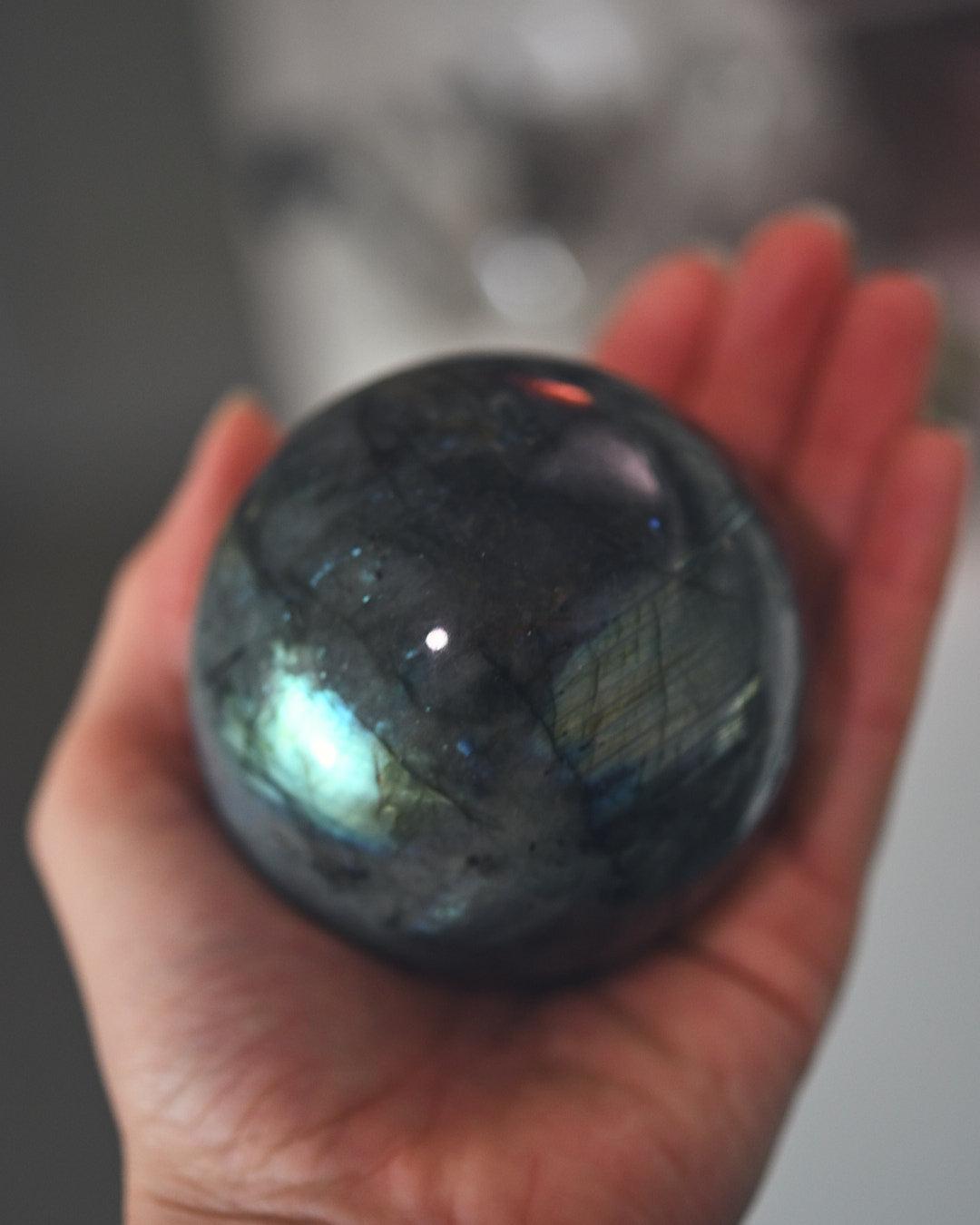 3 Inch Labradorite Crystal Sphere - Natural Healing Stone for Meditation, Reiki, and Home Decor | Perfect for Energy Work, Spiritual Gifts & Yoga Space