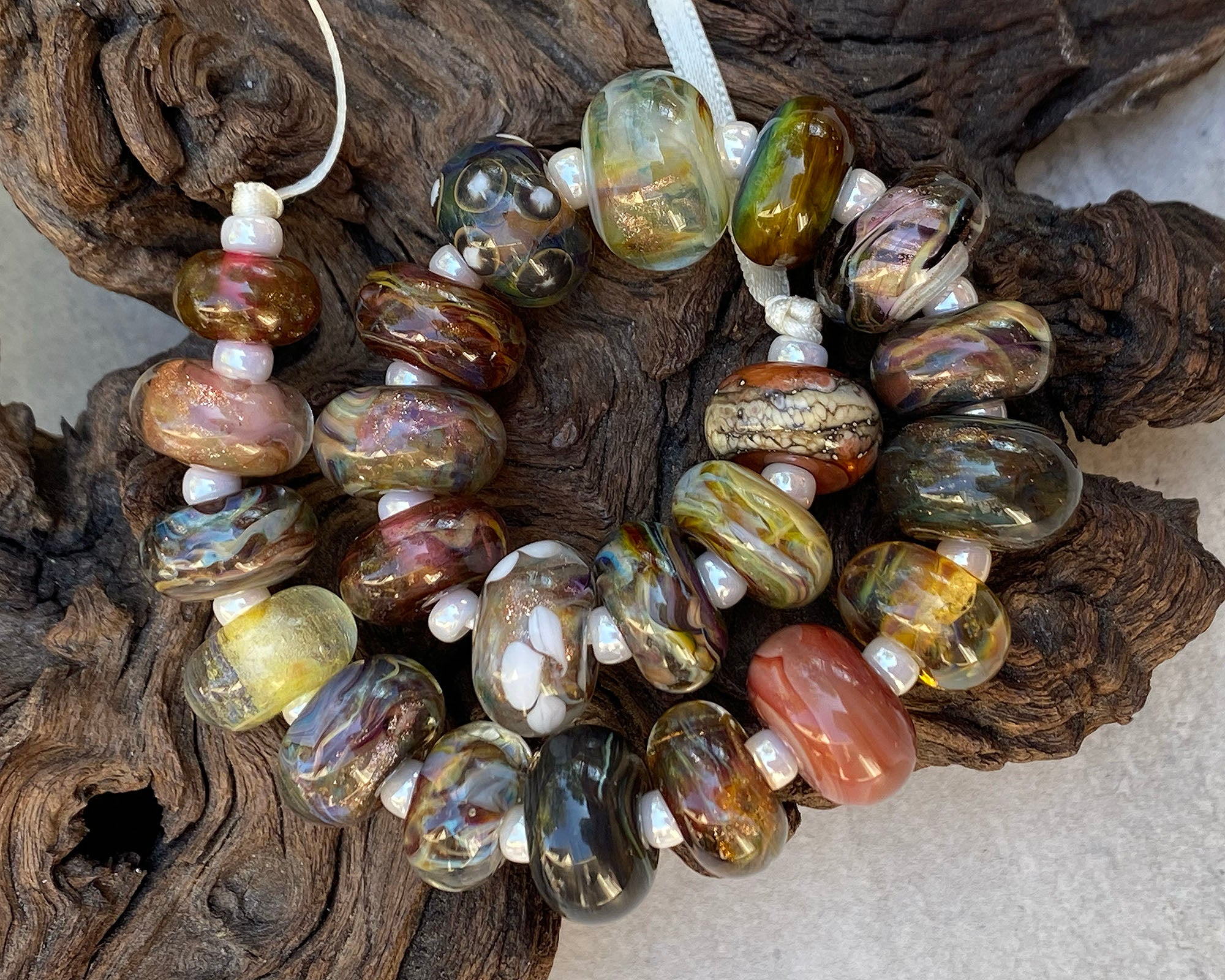 26-Piece Brown Orphan Mix Lampwork Glass Beads Set for Jewelry Making - DIY Bracelets, Necklaces & Craft Projects (SRA)
