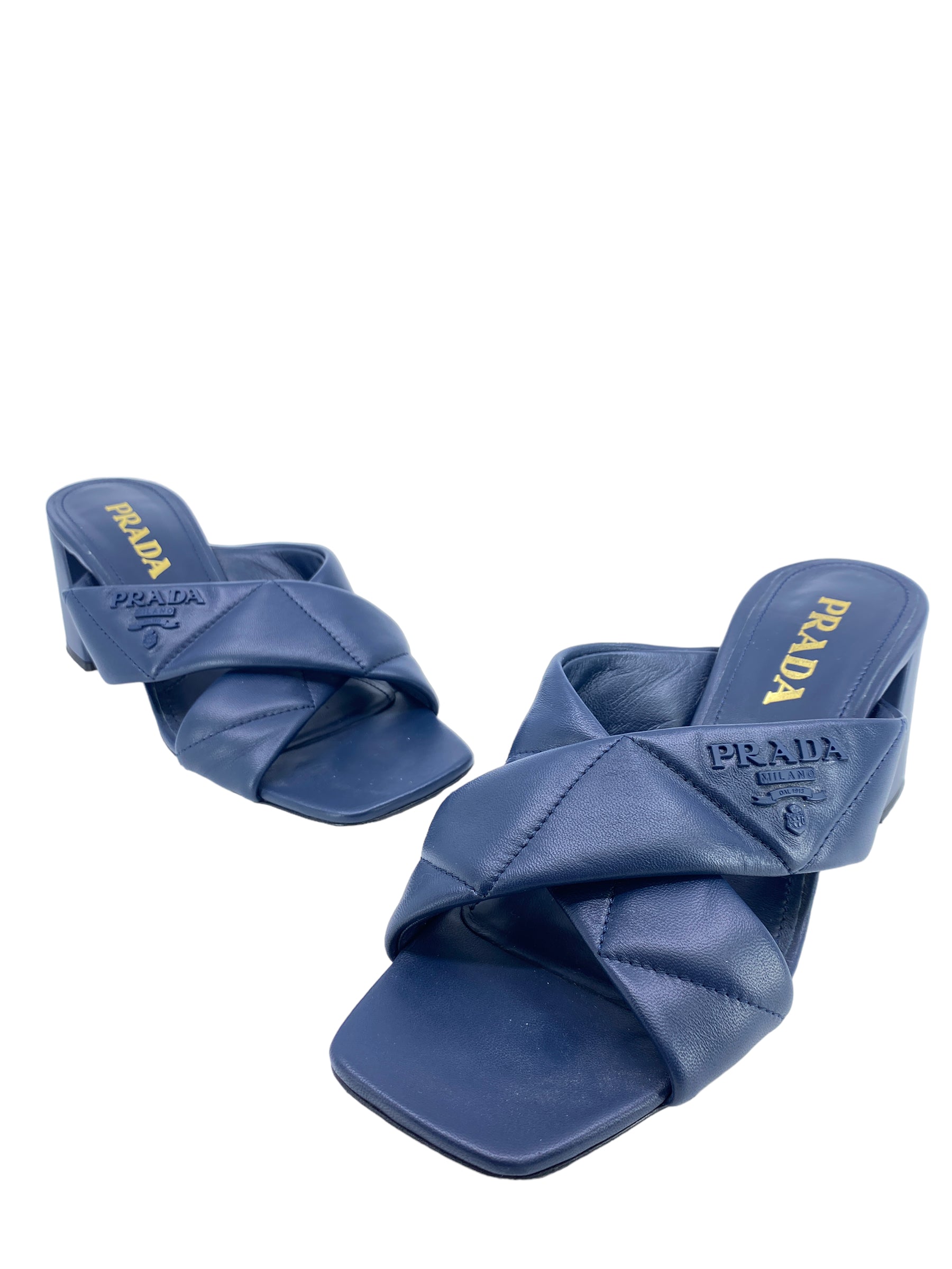 Prada Baltico Quilted Leather Strap Mule Shoes Size 7.5 for Women | Luxury Designer Slip-On Mules for Casual Wear & Office Outfits