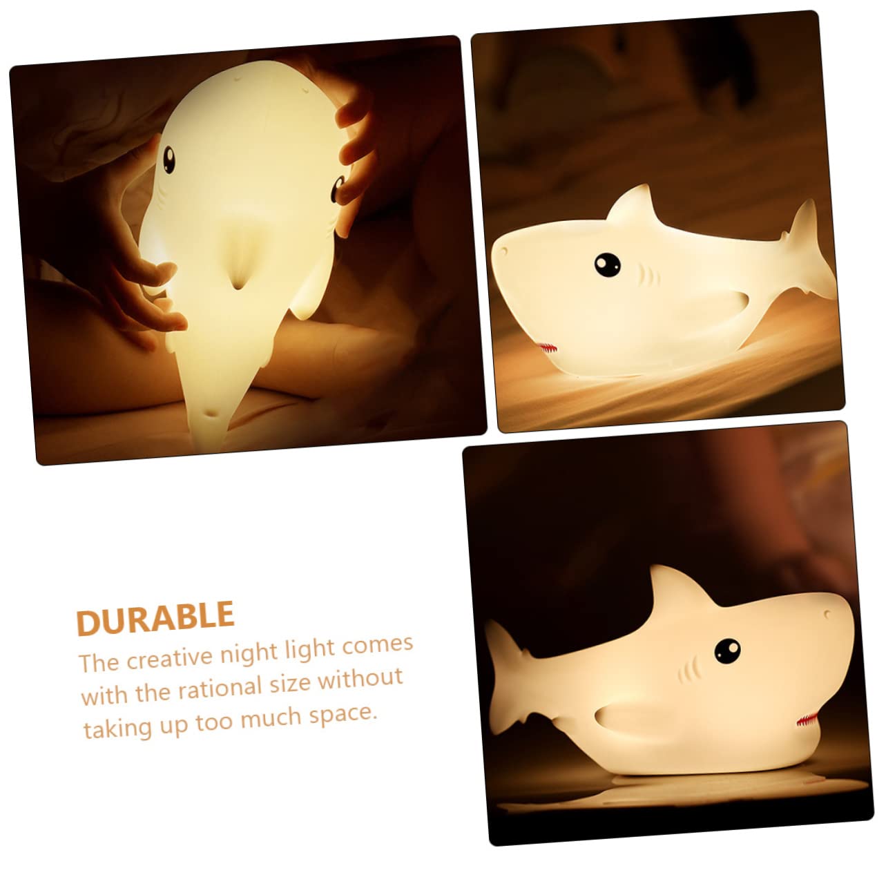 Angoily 3-Piece Shark Silicone Night Light Set - Wooden Base Ocean-Themed Desk Lamp for Kids Room, Nursery Decor & Bedside Nightlight | Perfect for Baby Bedrooms, Children's Study Areas & Coastal-Themed Home Decor