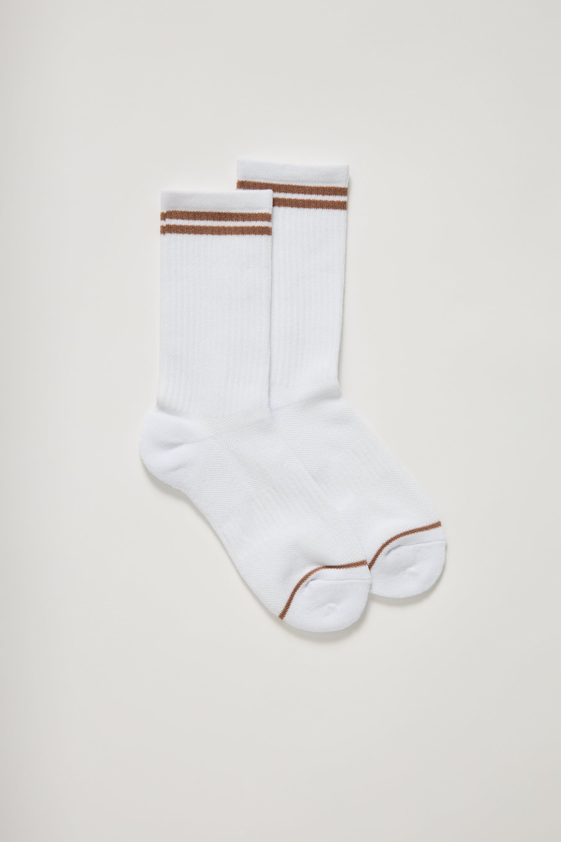 Girlfriend Collective Crew Socks - Brownie Striped Athletic Socks for Women | Comfortable & Breathable for Running, Yoga & Everyday Wear