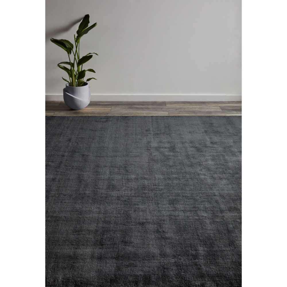 Solo Rugs Wellington Contemporary Solid Loom Knotted Area Rug - Charcoal Gray 8' x 10' - Perfect for Living Room, Bedroom & Office Decor