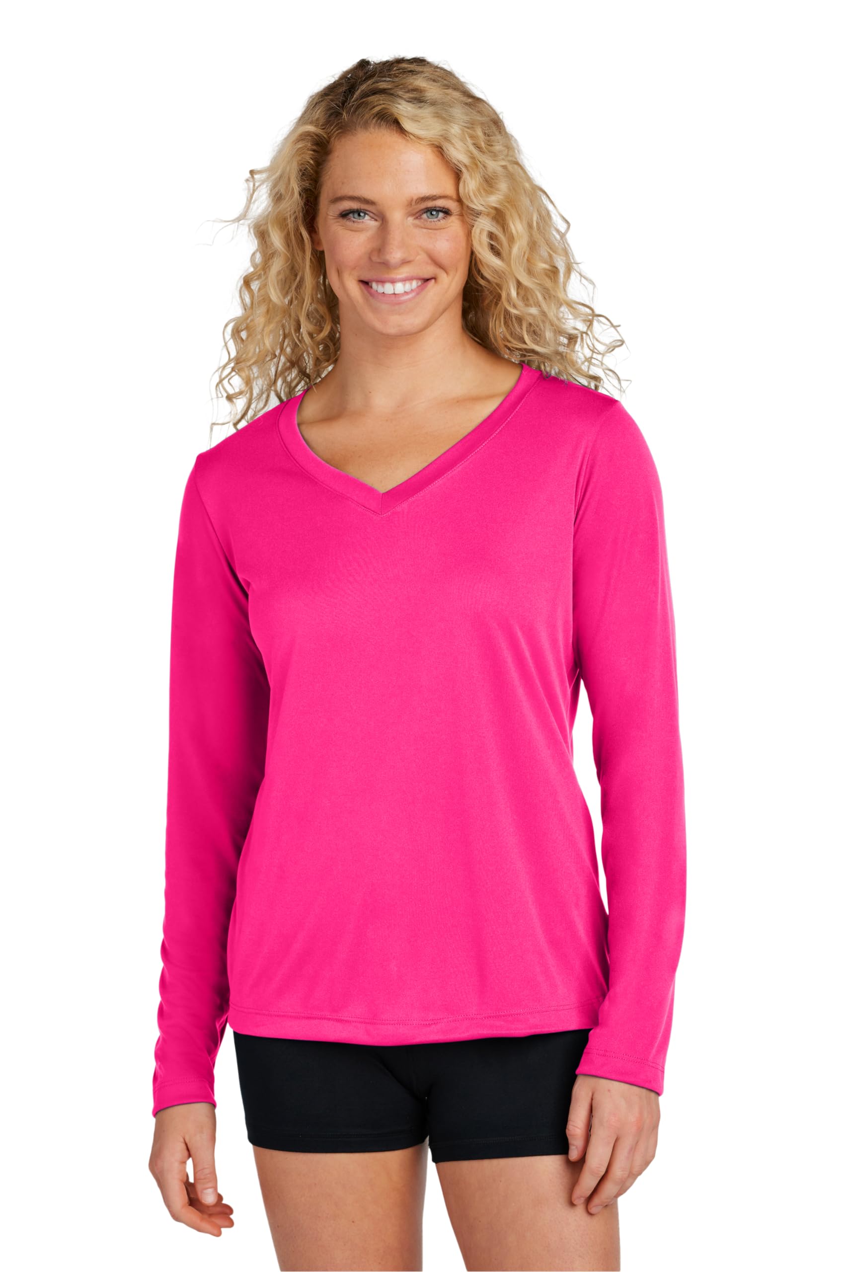Women's Long Sleeve V-Neck Workout Tops - Gym & Yoga Shirts (Plus Sizes)