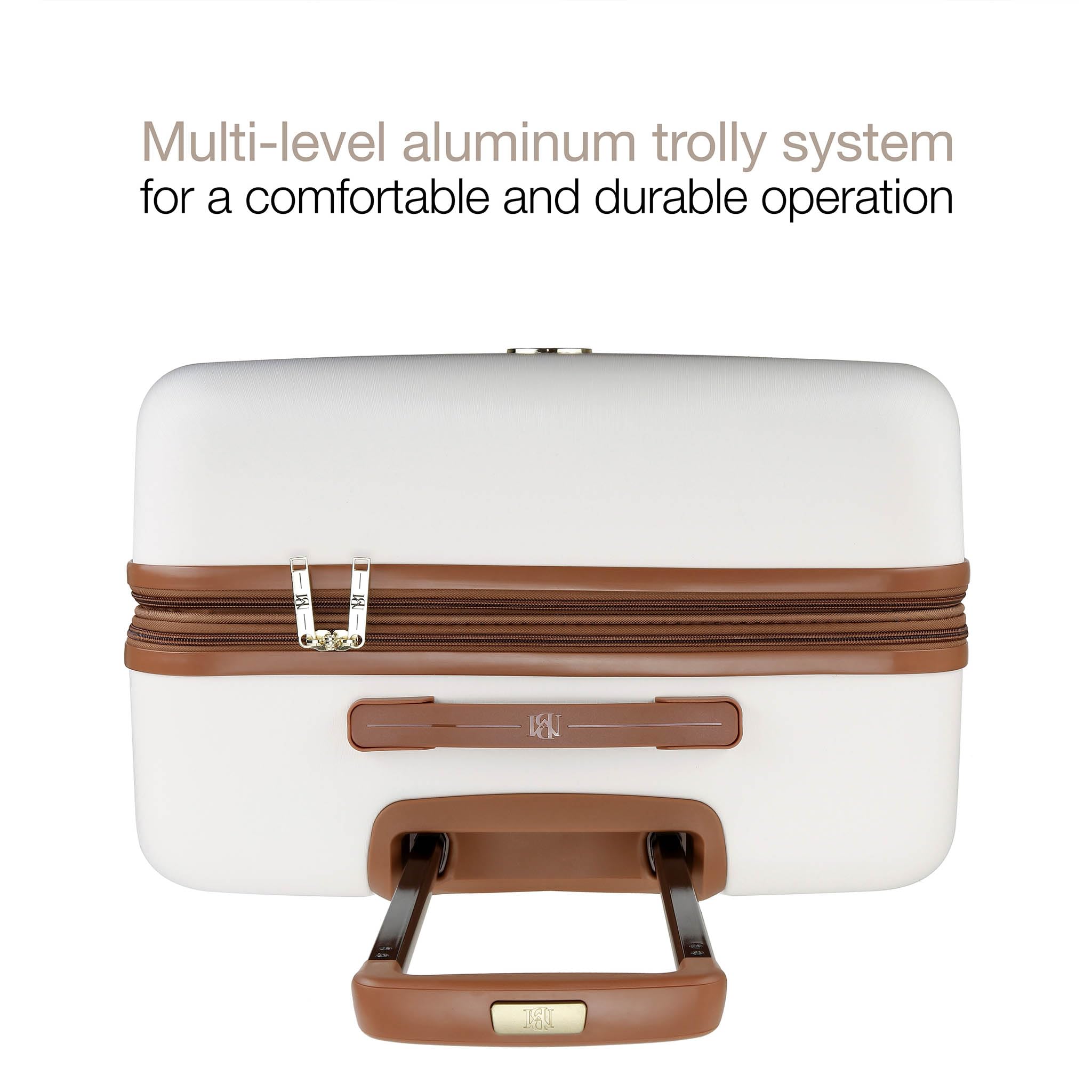 Badgley Mischka Grace 3-Piece Expandable Polycarbonate-ABS Retro Luggage Set in White | Vintage Style Suitcase for Travel, Business Trips & Vacations