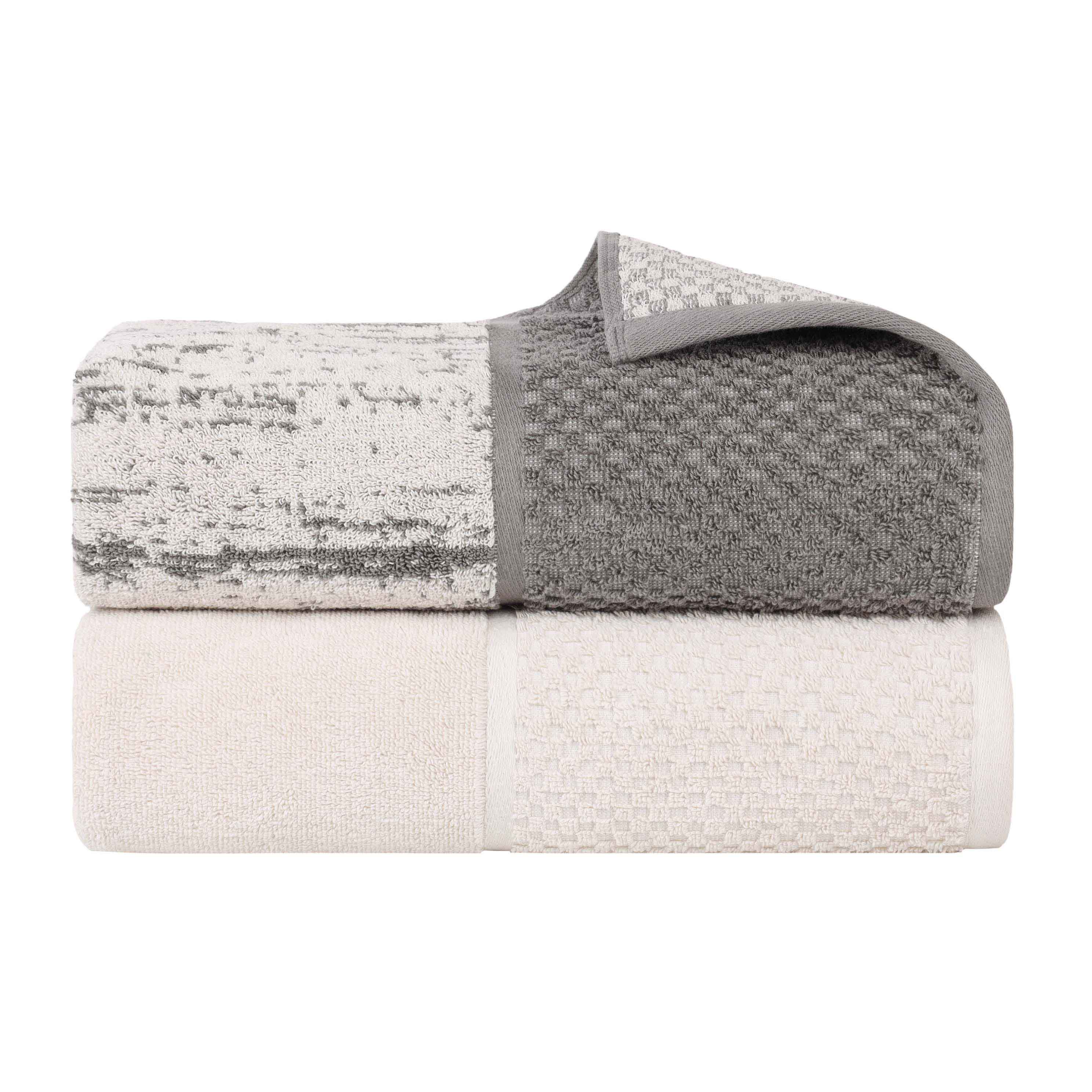 Lodie Cotton Plush Jacquard Bath Sheet Set of 2 - Ultra Soft & Absorbent Luxury Towels for Spa, Bathroom & Beach Use