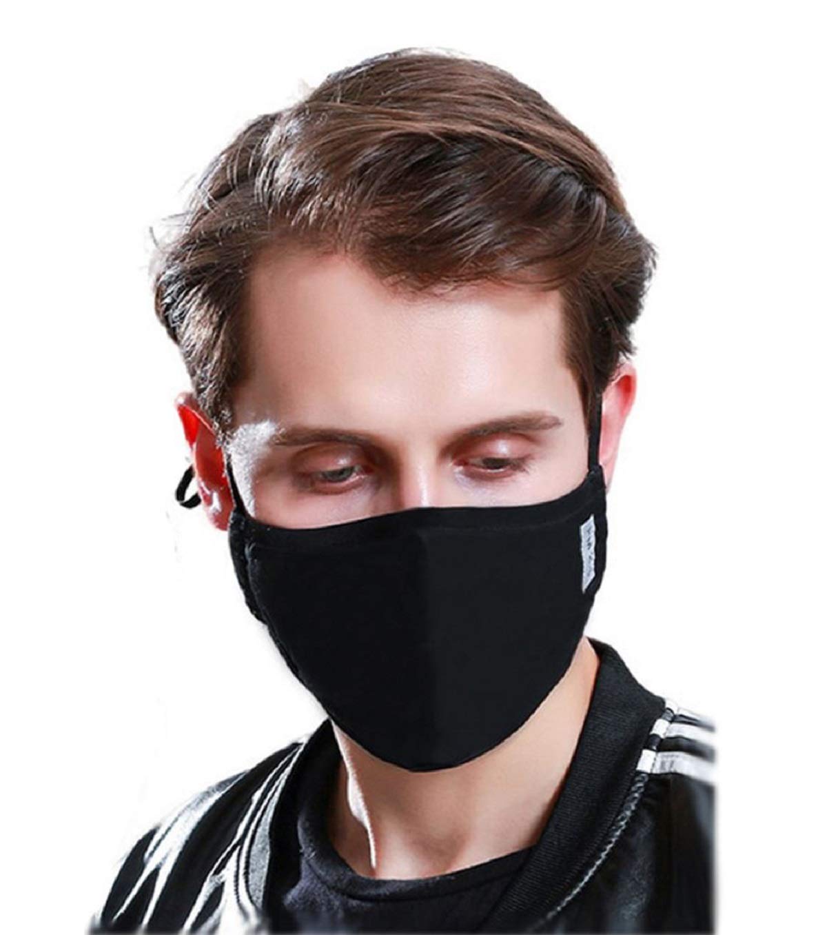 TSSPLUS Anti Pollution Dust Mask - Washable & Reusable PM2.5 Cotton Face Mask for Pollen Allergy Protection - Breathable Respirator for Outdoor Activities, Cycling, Running & Air Pollution (Black)