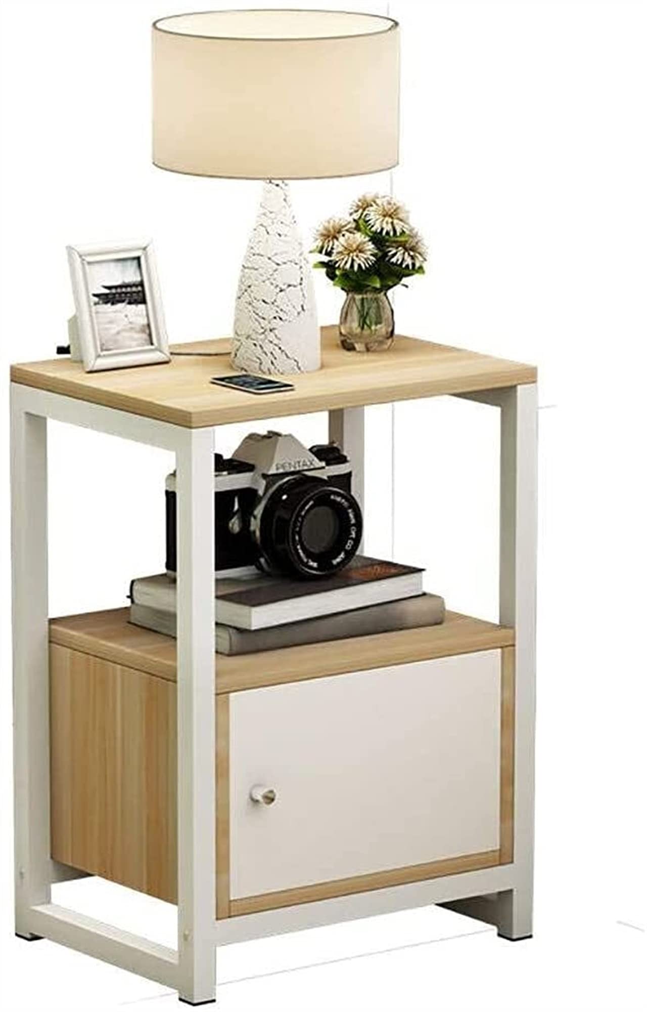 European Style Wooden Bedside Table - Multi-Functional Sofa Side Cabinet with Storage | Nightstand for Bedroom, Living Room & Office | DELICATEWNN (Color: A)