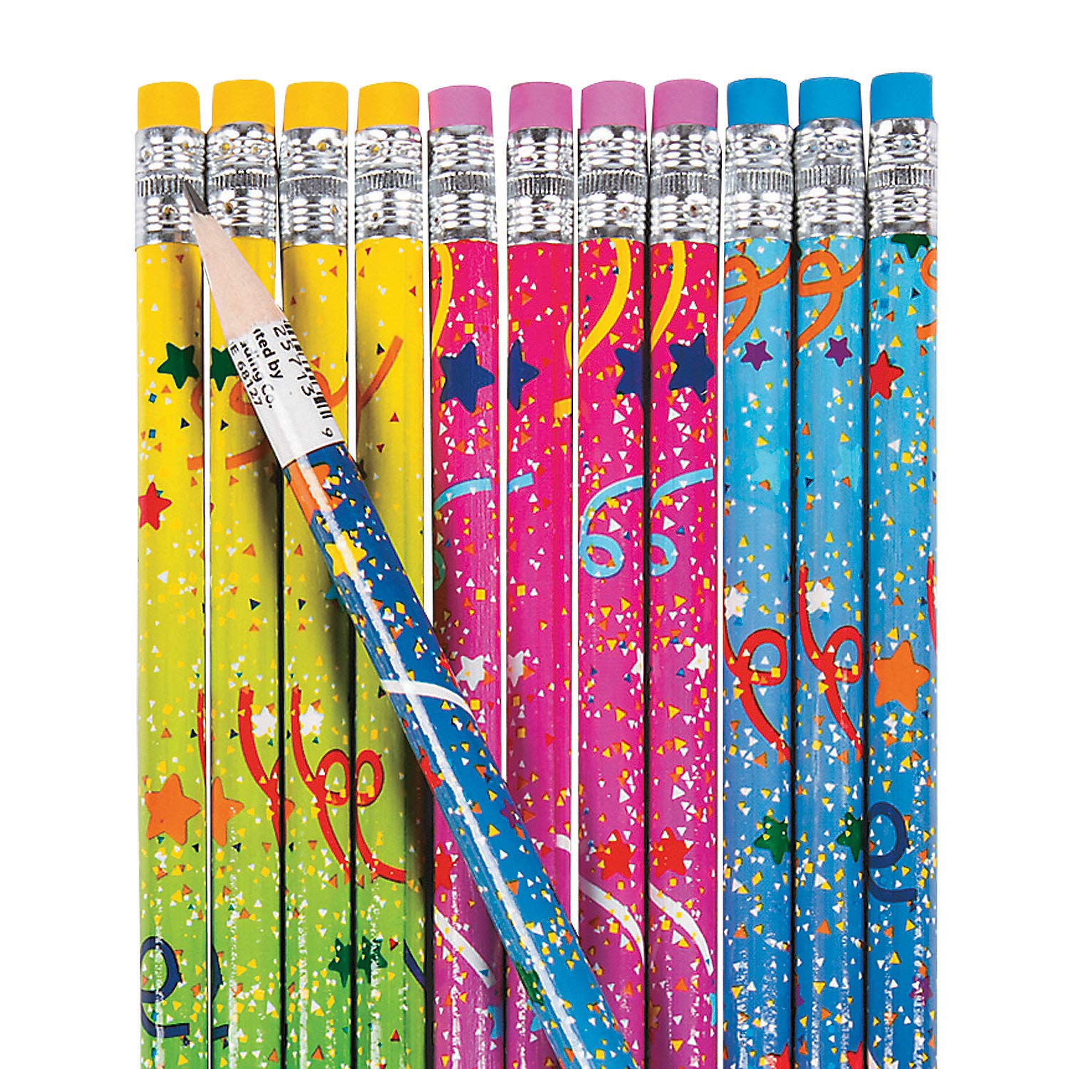 Fun Express Confetti Pencils - 24-Pack Colorful Printed Stationery Pencils for School, Office & Party Supplies | Perfect for Classroom Rewards, Birthday Favors & Creative Writing