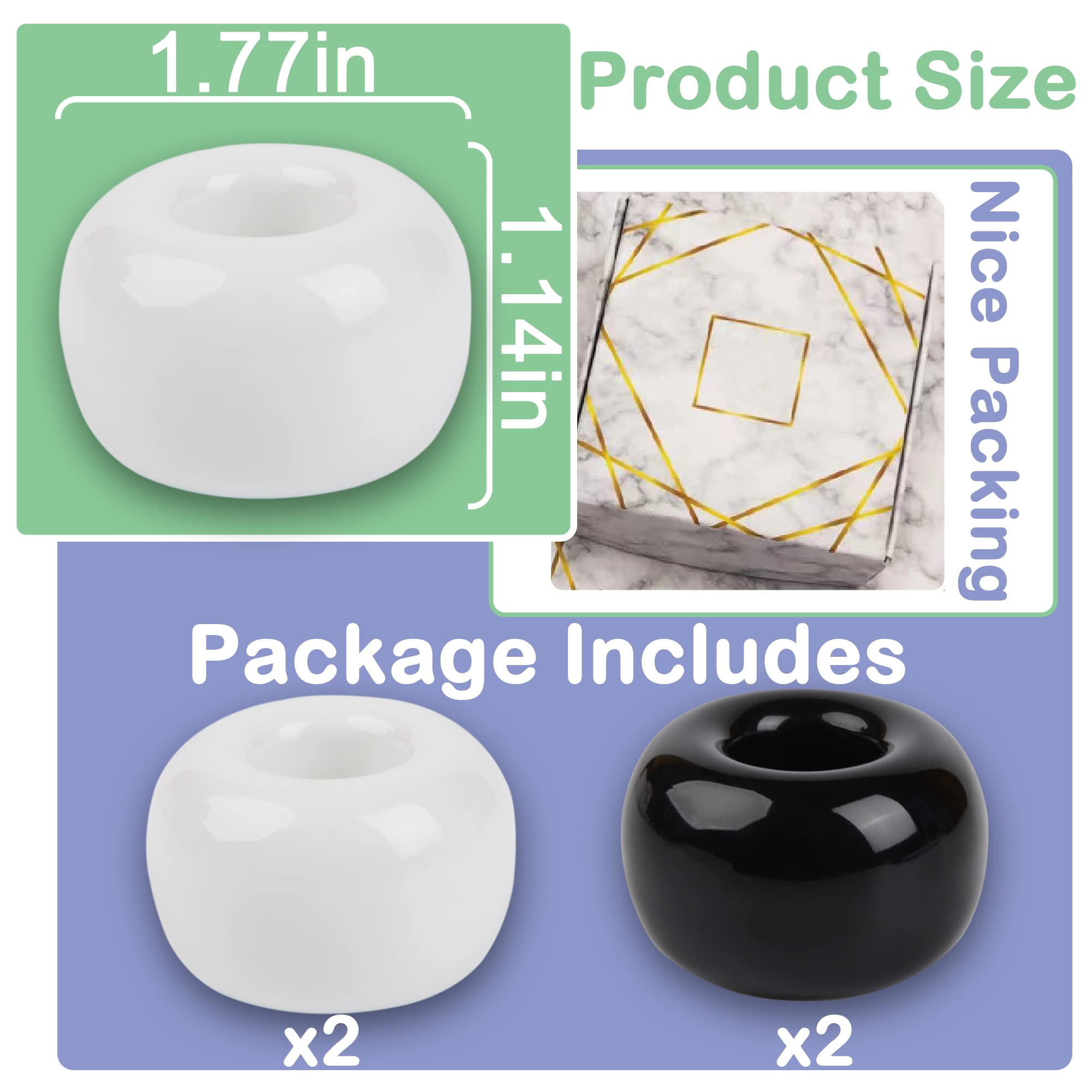 Ceramic Toothbrush Holder Set - 4-Piece Bathroom Organizer for Couples, Kids & Shavers - Durable Black & White Countertop Storage - Perfect for Bathroom Vanity, Sink Counter or Writing Desk