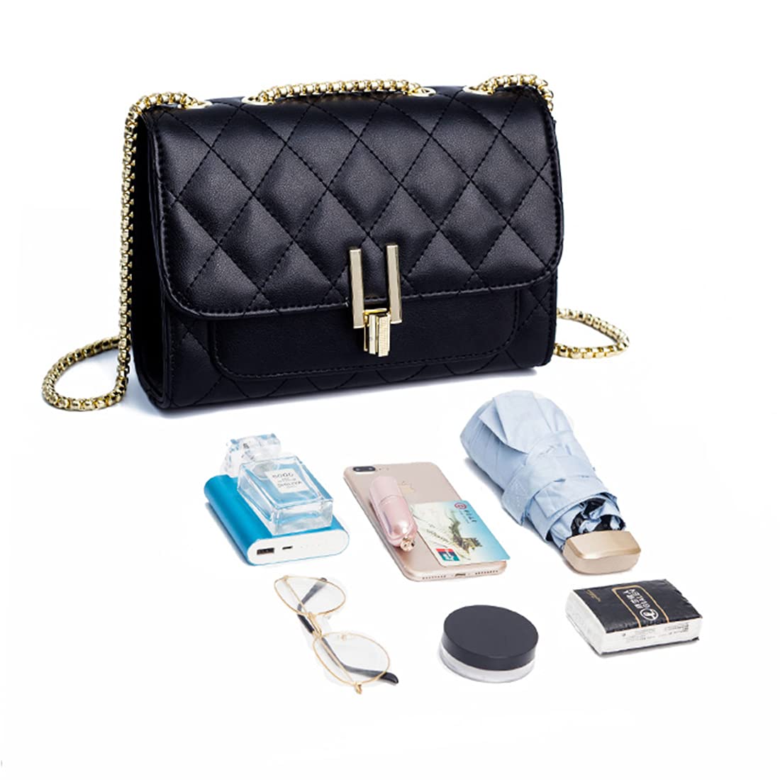YXBQueen Designer Crossbody Bags for Women - Quilted PU Leather Handbag with Chain Strap, Fashionable Flap Shoulder Purse for Daily Use, Work, Travel and Shopping