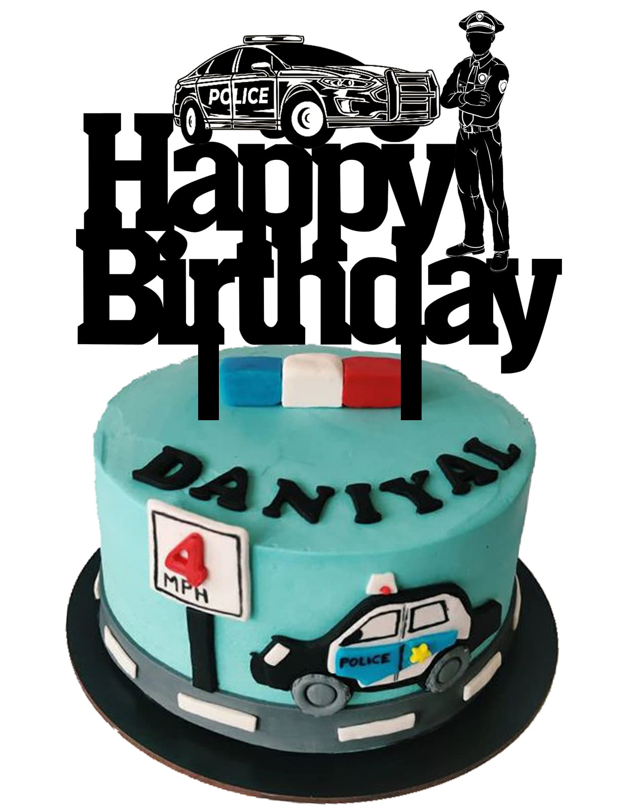 Police Officer Birthday Cake Topper - Perfect for Public Safety Themed Parties, Father's Day or Son's Birthday Celebration | Ideal for Cakes, Cupcakes & Desserts