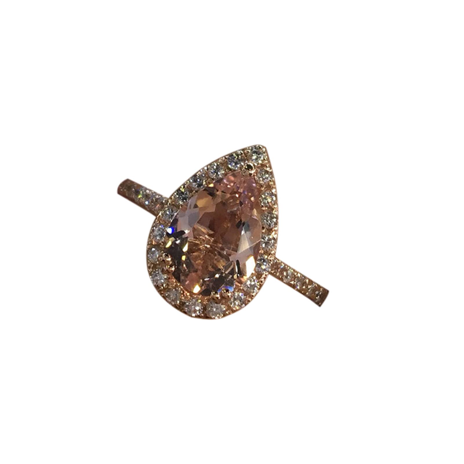 Exquisite Rhinestone Inlaid Water Drop Shape Women's Ring - Pink Size 8 | Elegant Birthday Gift for Her, Anniversary Present, Party Jewelry Accessory