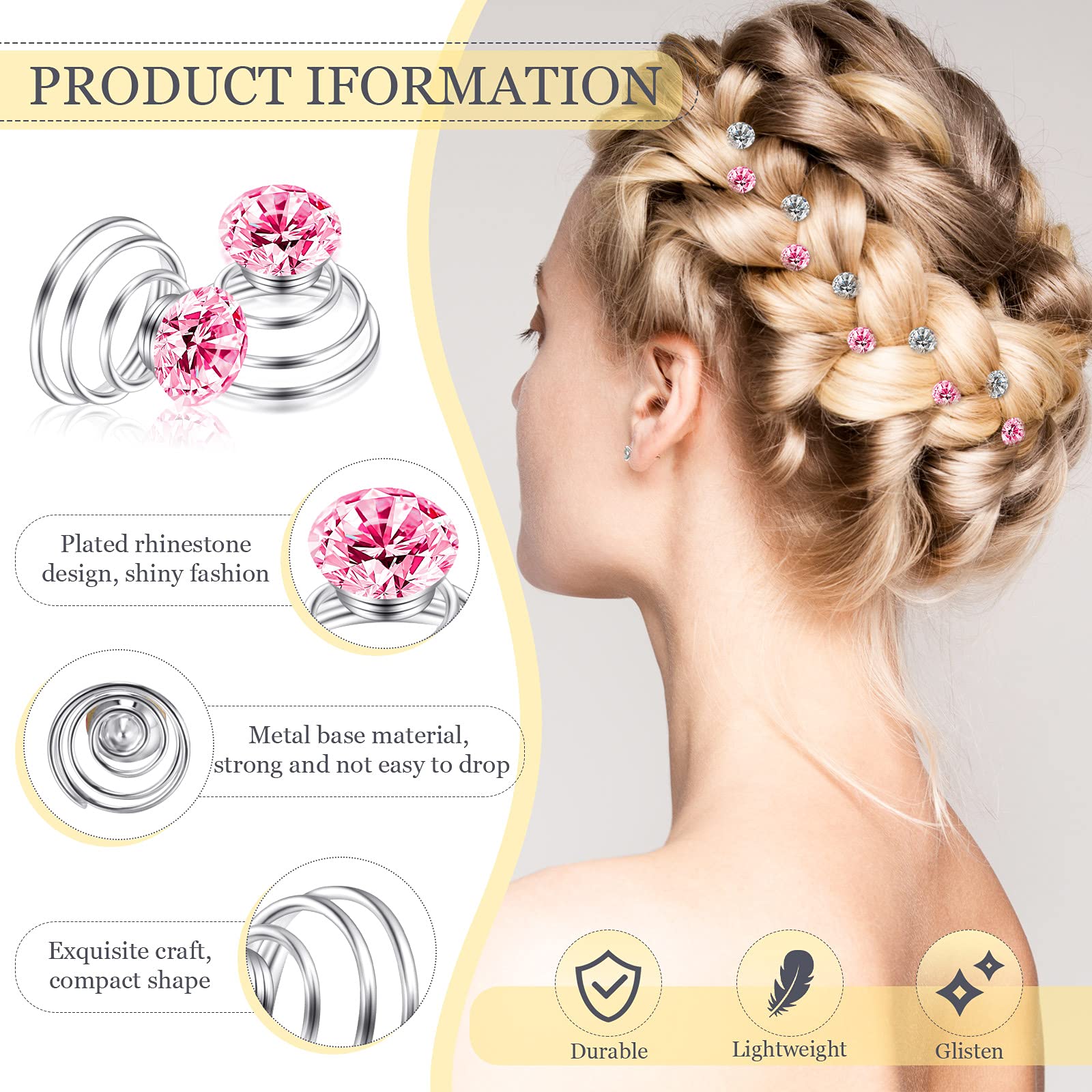 72PCS Crystal Rhinestone Spiral Hair Pins - Shiny Metal Swirl Hair Clips for Women, Bridal Wedding, Prom Party & Special Occasions | Elegant Hair Accessories for Bridesmaids, Dances & Formal Events