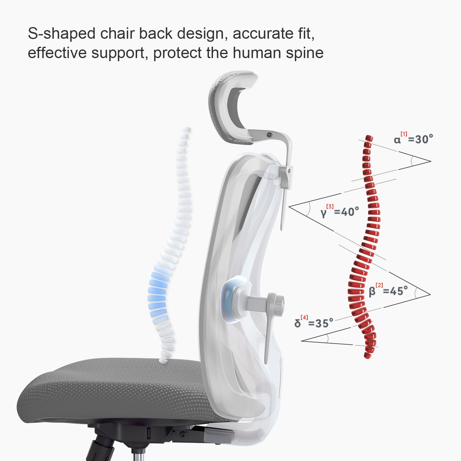 SIHOO M18 Ergonomic Office Chair - Adjustable Headrest & Lumbar Support High Back Computer Desk Chair - Executive Swivel Chair for Home Office & Gaming - Dark Gray - Perfect for Long Work Hours & Comfortable Workspaces