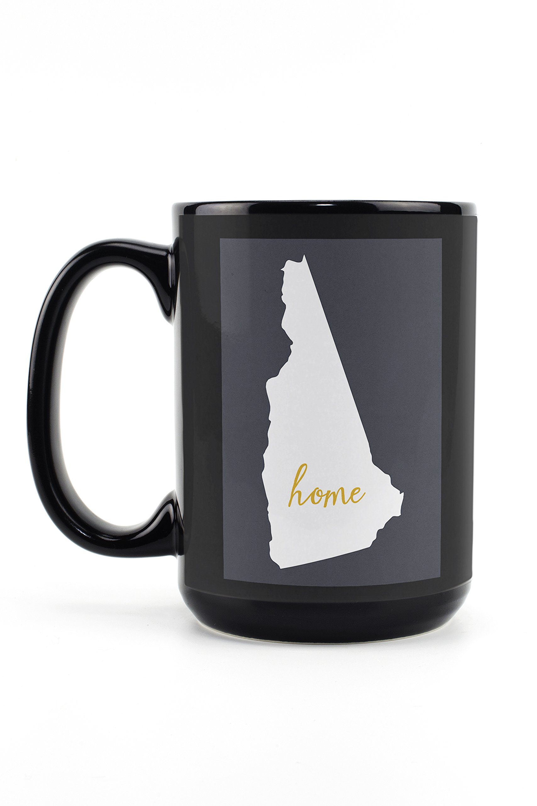 Lantern Press New Hampshire Home State White on Gray 15oz Black Ceramic Coffee Mug - Microwave & Dishwasher Safe - Perfect for Home, Office & Gifts
