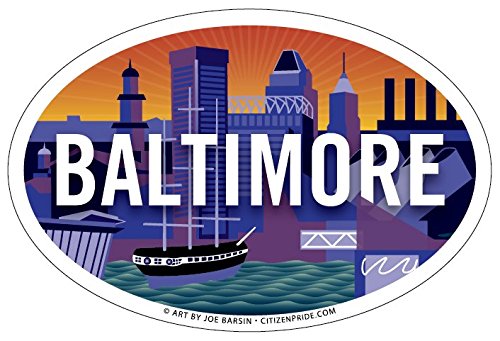 Citizen Pride Baltimore Skyline Oval Magnet - 6 x 4 Inch Vinyl Fridge Magnet for Cars, Lockers & Home Decor - Perfect for Office, College Dorm & Travel Accessories