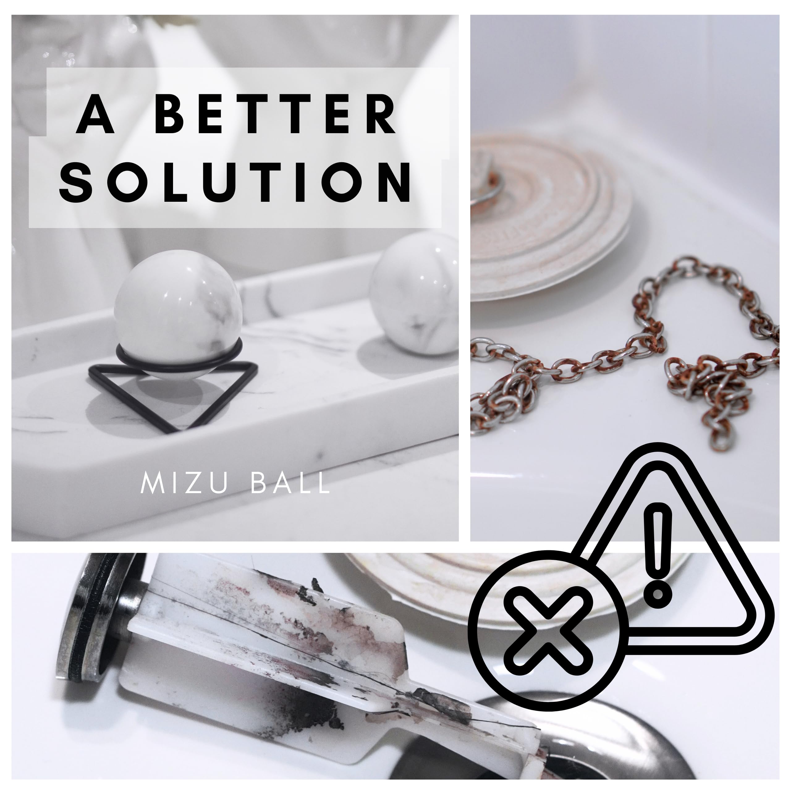 Universal Bathtub Plug Stopper & Sink Drain Stopper - White Marble Rose Gold - Bathroom Vanity Decor & Laundry Sink Plug - Water Saving Solution for Baths, Showers & Washing Clothes