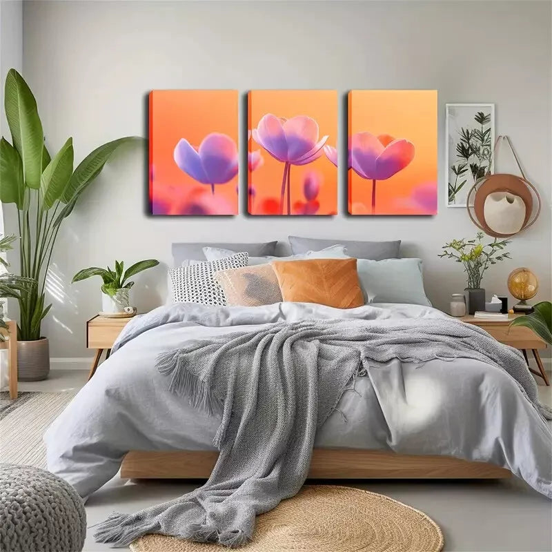 3-Piece Pink Floral Wall Art Set - Framed Canvas Prints 40x60cm - High Quality Australian Made Wall Decor - Perfect for Living Room, Bedroom & Office Decorations