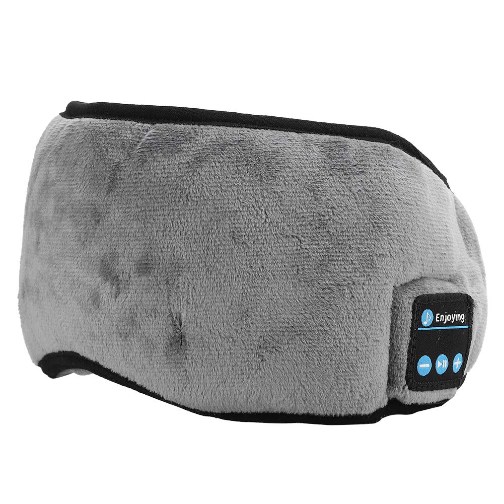 Bluetooth 5.0 Sleep Headphones Headband with Eye Mask - Wireless Music Headphones for Sleeping, Travel & Relaxation - Soft Comfortable Sleep Mask for Side Sleepers (Gray) - Perfect for Airplane, Meditation & Nighttime Use