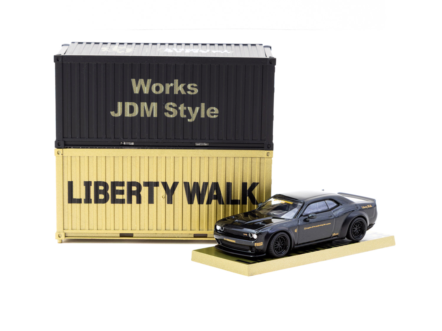 Tarmac Works 1/64 LB WORKS Dodge Challenger SRT Hellcat Black Metallic Diecast Model Car - Collectible Miniature Vehicle for Display & Racing Games - Perfect for Car Enthusiasts & Diecast Collectors