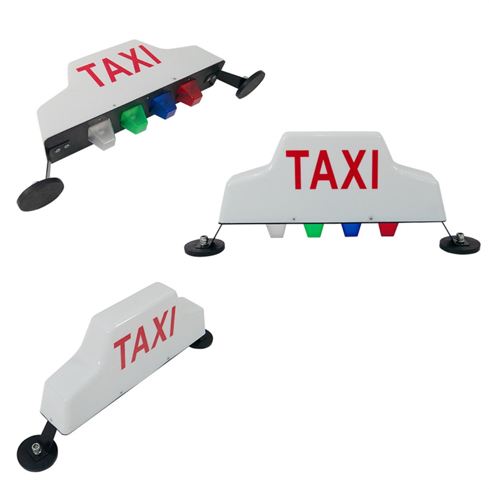 White Shell Magnetic Taxi Roof Light with 4 Auxiliary LED Lights - Waterproof Taxi Cab Sign for All Vehicles | Perfect for Taxis, Rideshares, and Commercial Vehicles