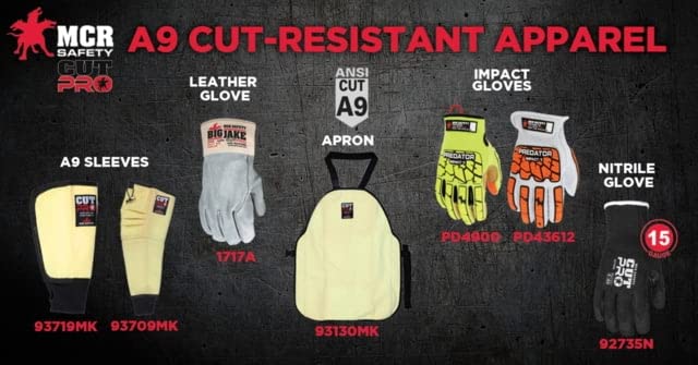 MCR Safety PD4900XL Predator Mechanic Gloves - High Visibility Cut Resistant Work Gloves (X-Large, 1 Pair) for Automotive Repair, Construction & Industrial Safety