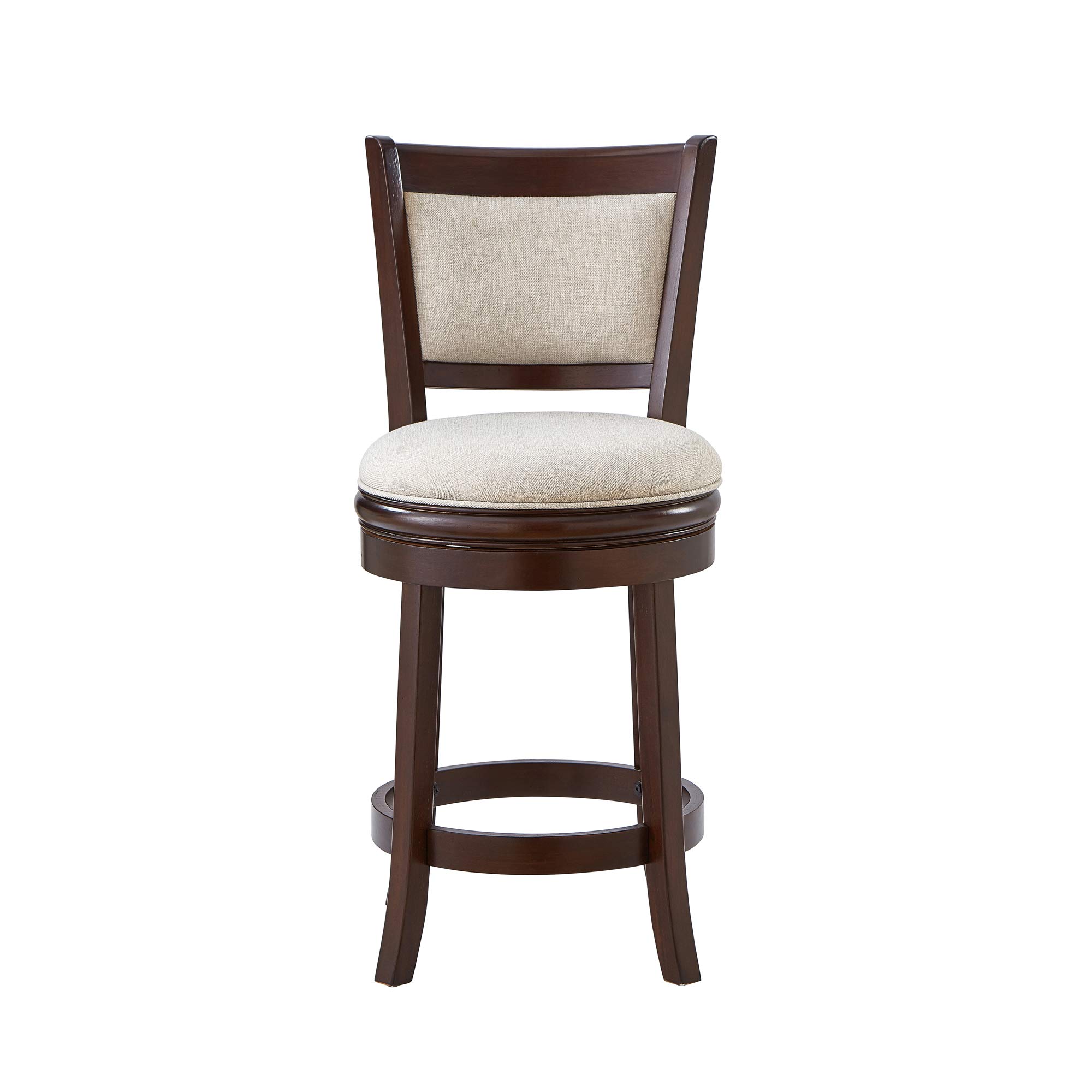 24 Inch Ball & Cast Swivel Bar Stool - Taupe & Cappuccino - Adjustable Height Modern Kitchen Counter Stool for Dining Room, Bar, or Breakfast Nook