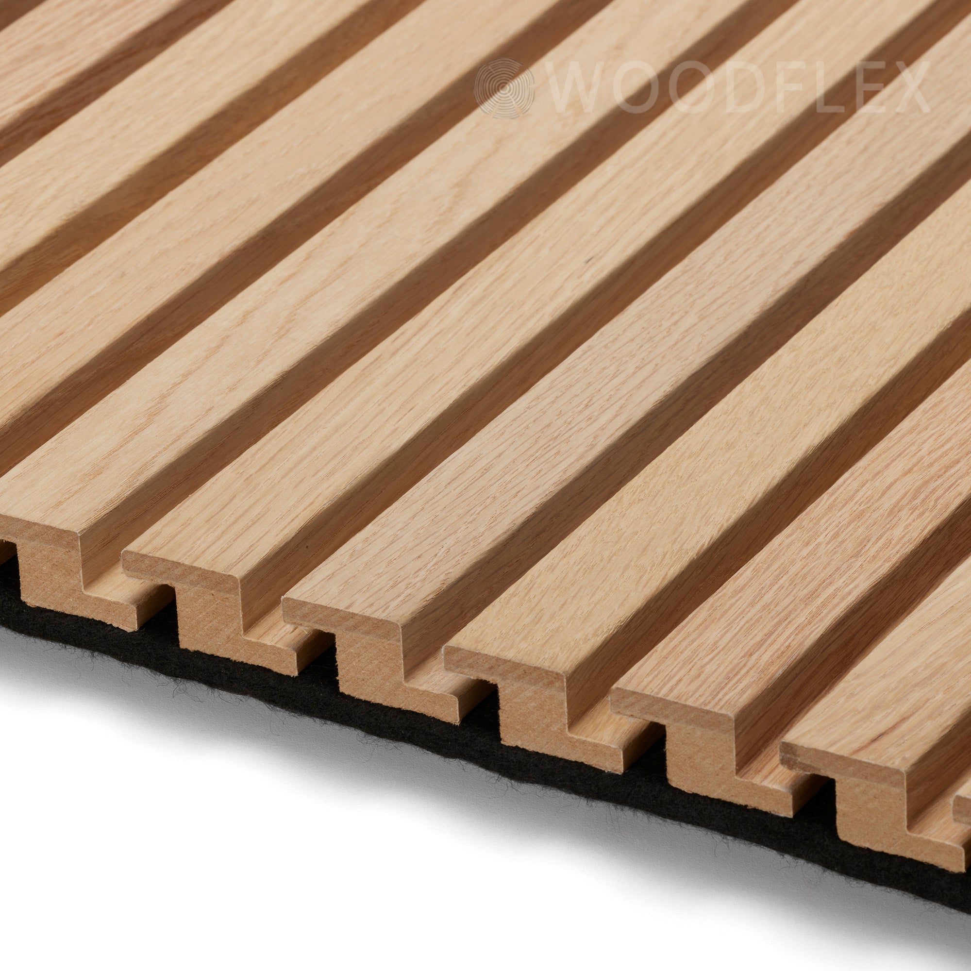 Premium WOODFLEX Z-Style Acoustic Wood Slat Panel - 3-Sided Full Wrap Oak Veneer - 2700mm x 600mm - Soundproof Wall Panels for Home Theater, Office & Recording Studio